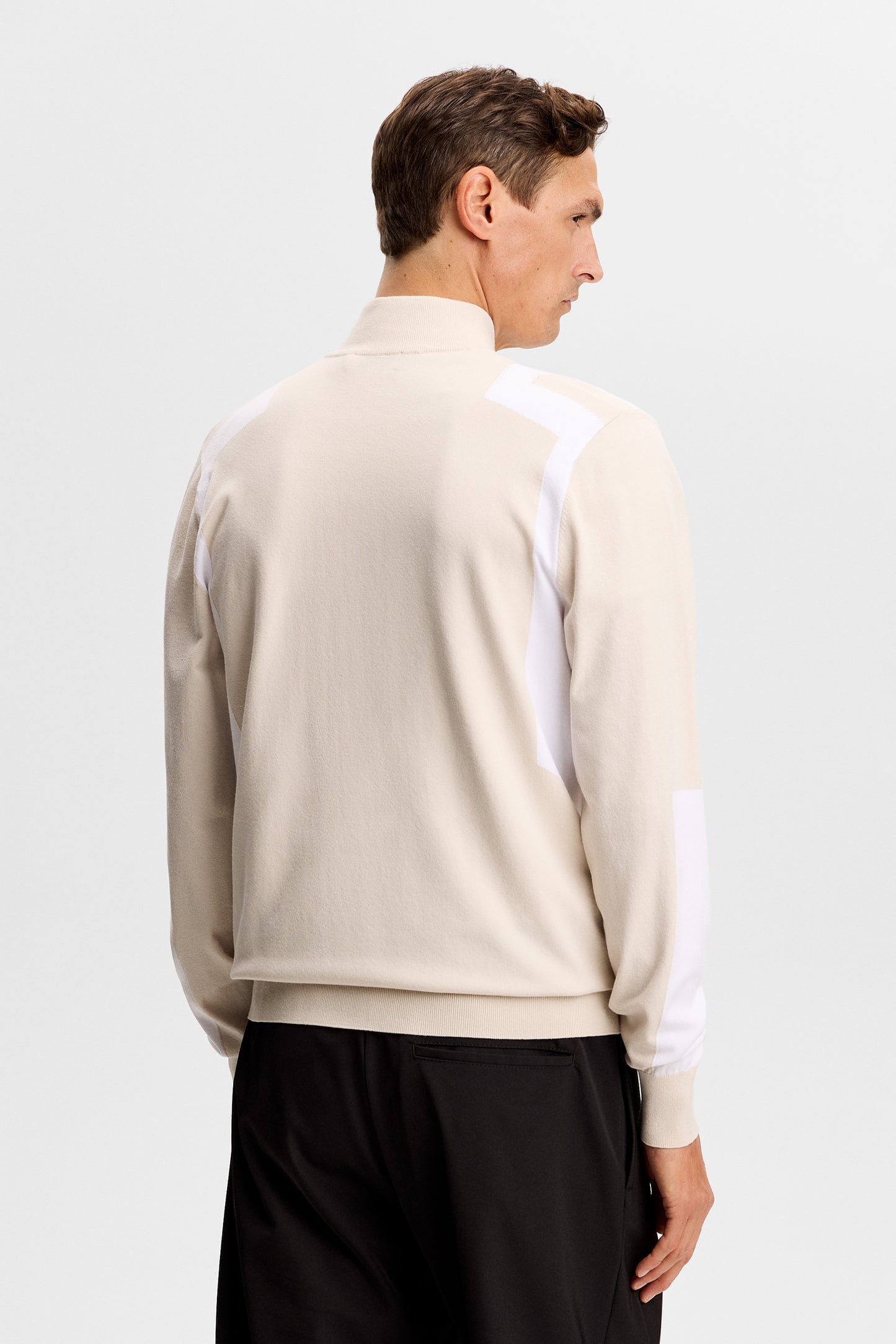 Kendrick Knitted Zip Sweater in Moonbeam by J.Lindeberg