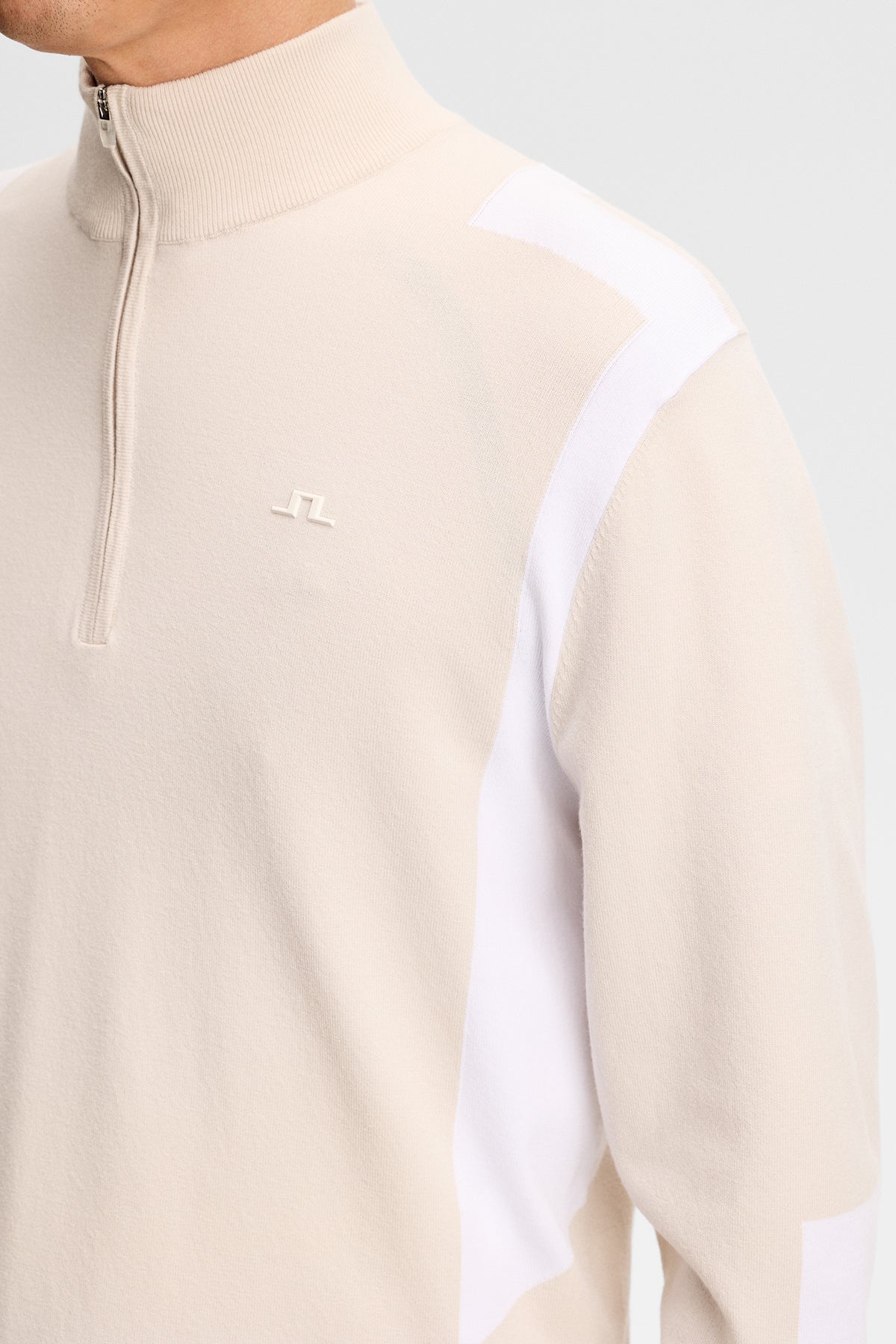 Kendrick Knitted Zip Sweater in Moonbeam by J.Lindeberg