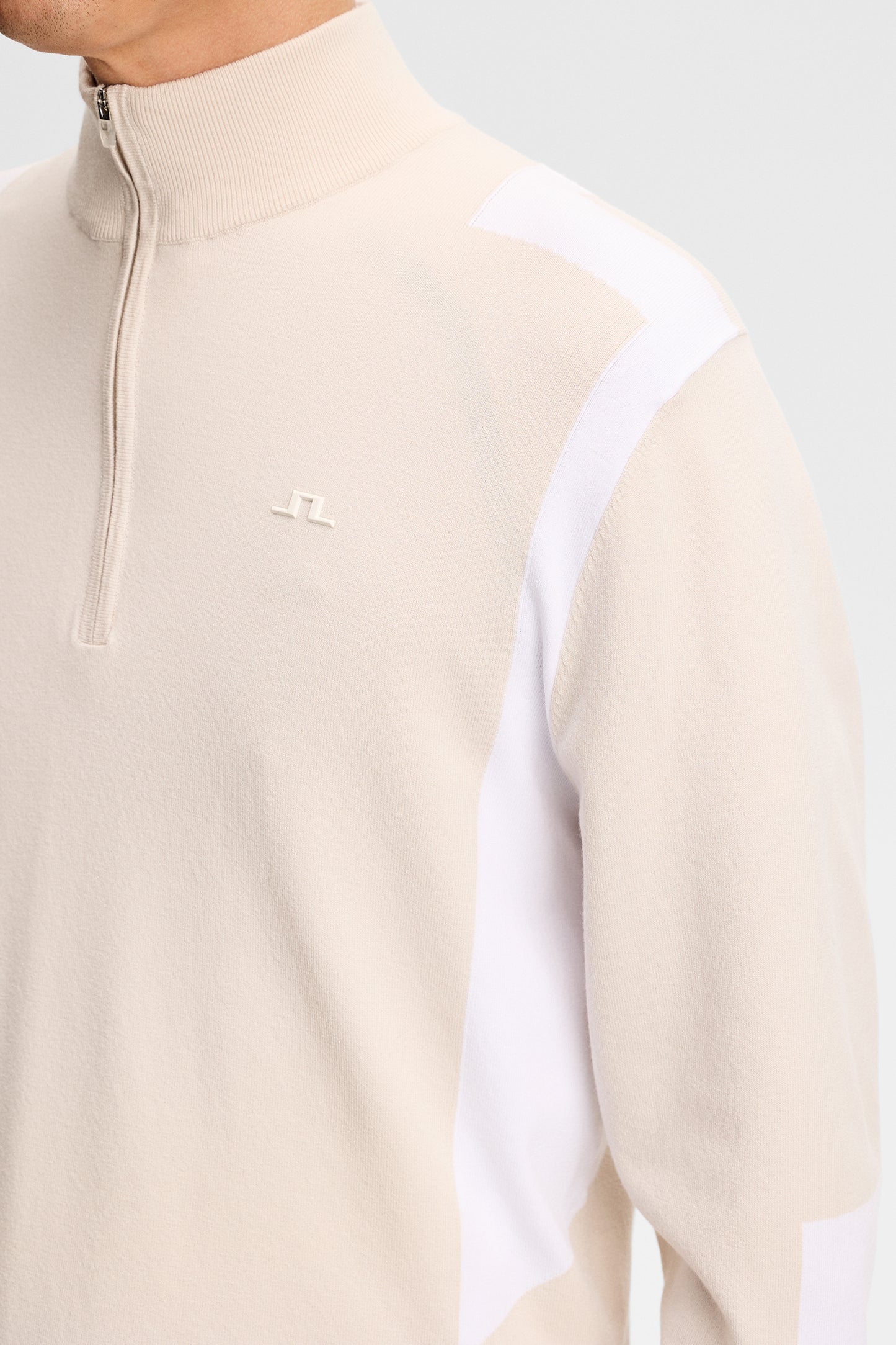 Kendrick Knitted Zip Sweater in Moonbeam by J.Lindeberg