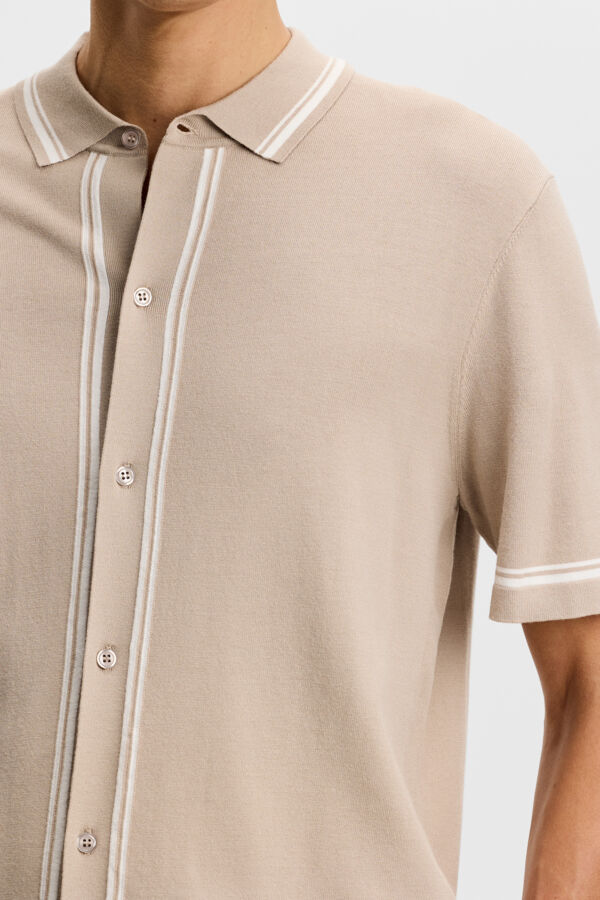 Nicolai Knitted Polo Shirt / Oyster Brown