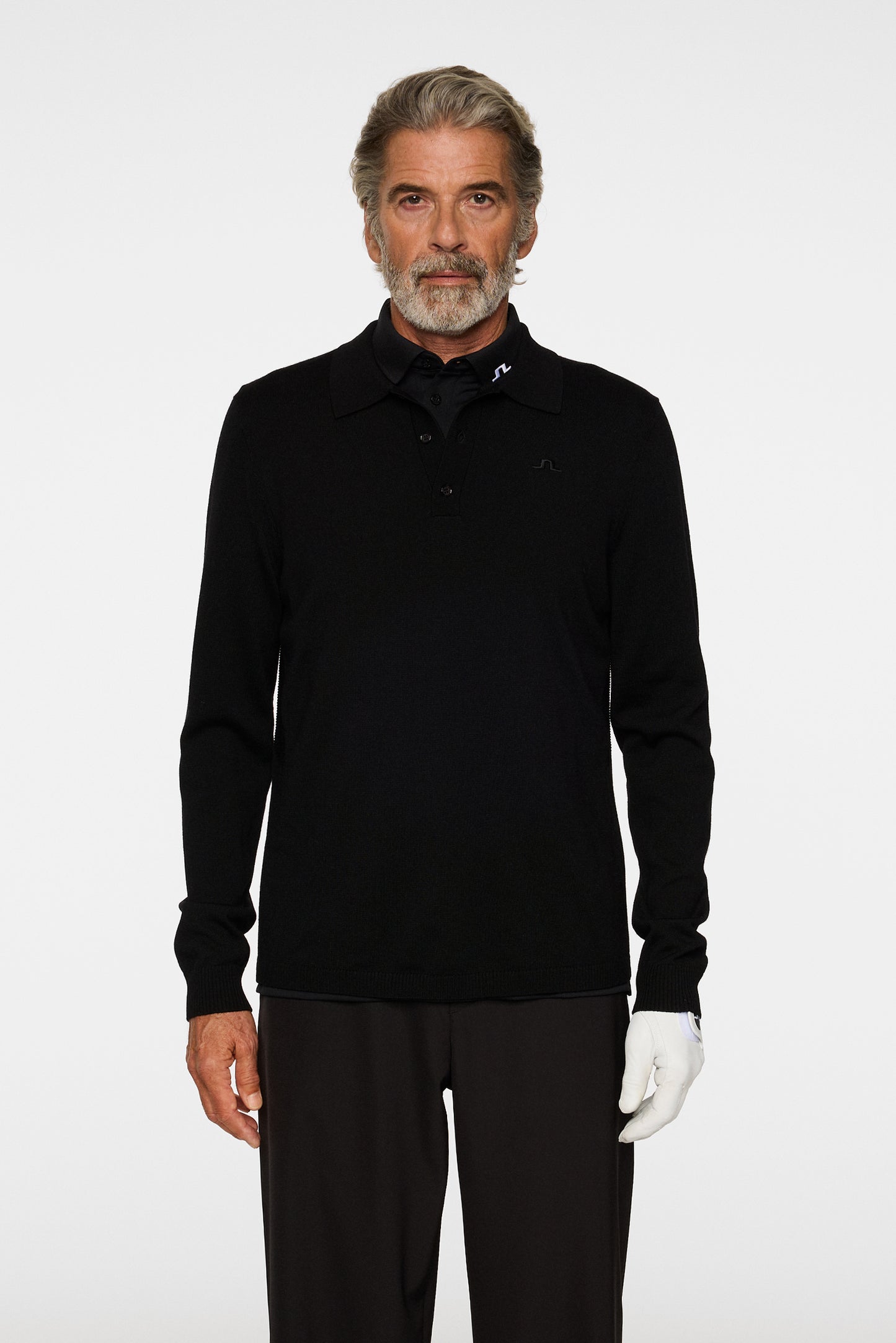 Patrick Knitted Polo Shirt in Black by J.Lindeberg