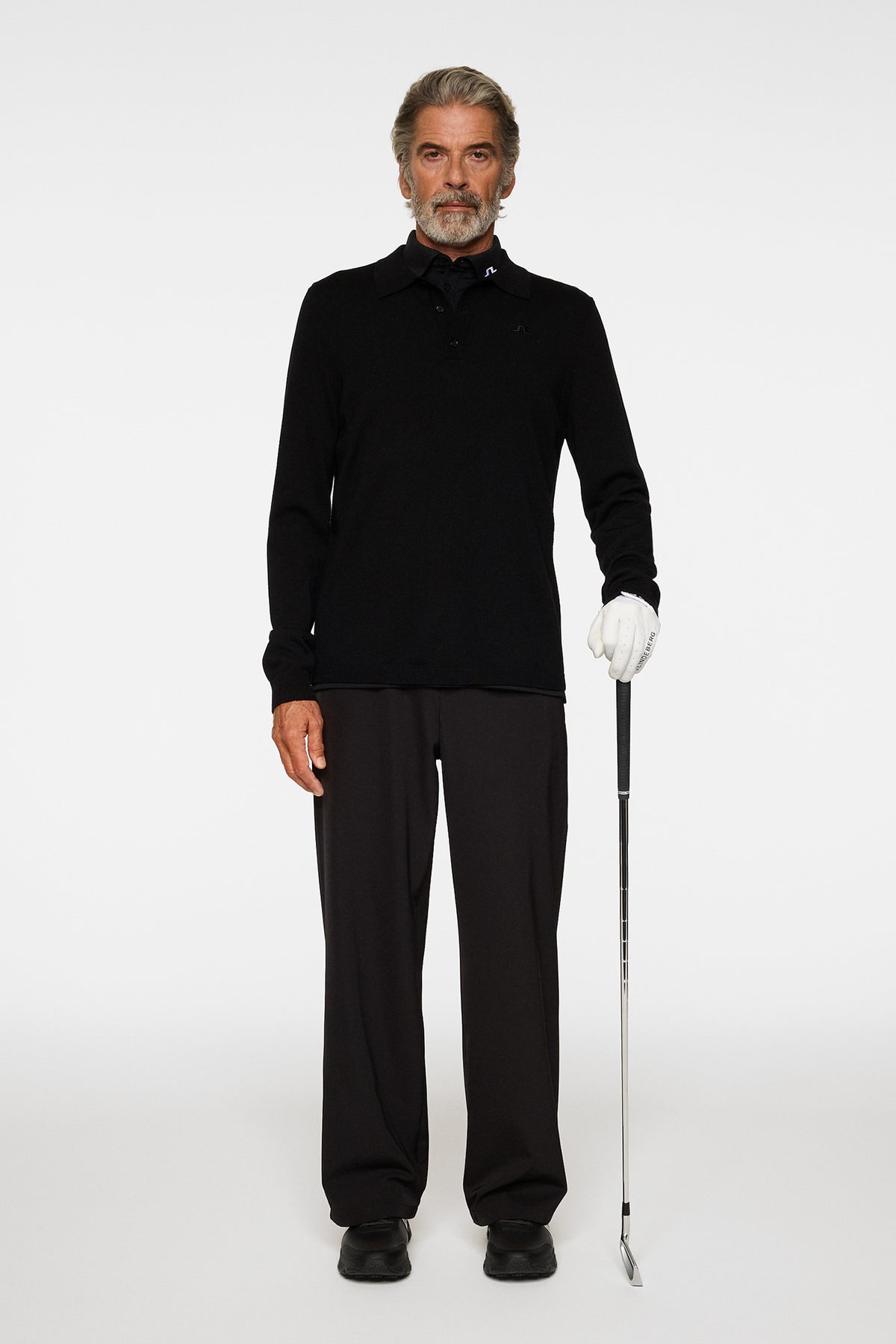 Patrick Knitted Polo Shirt in Black by J.Lindeberg