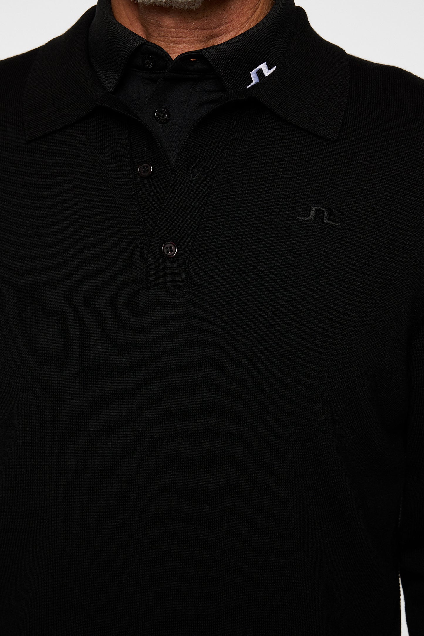 Patrick Knitted Polo Shirt in Black by J.Lindeberg