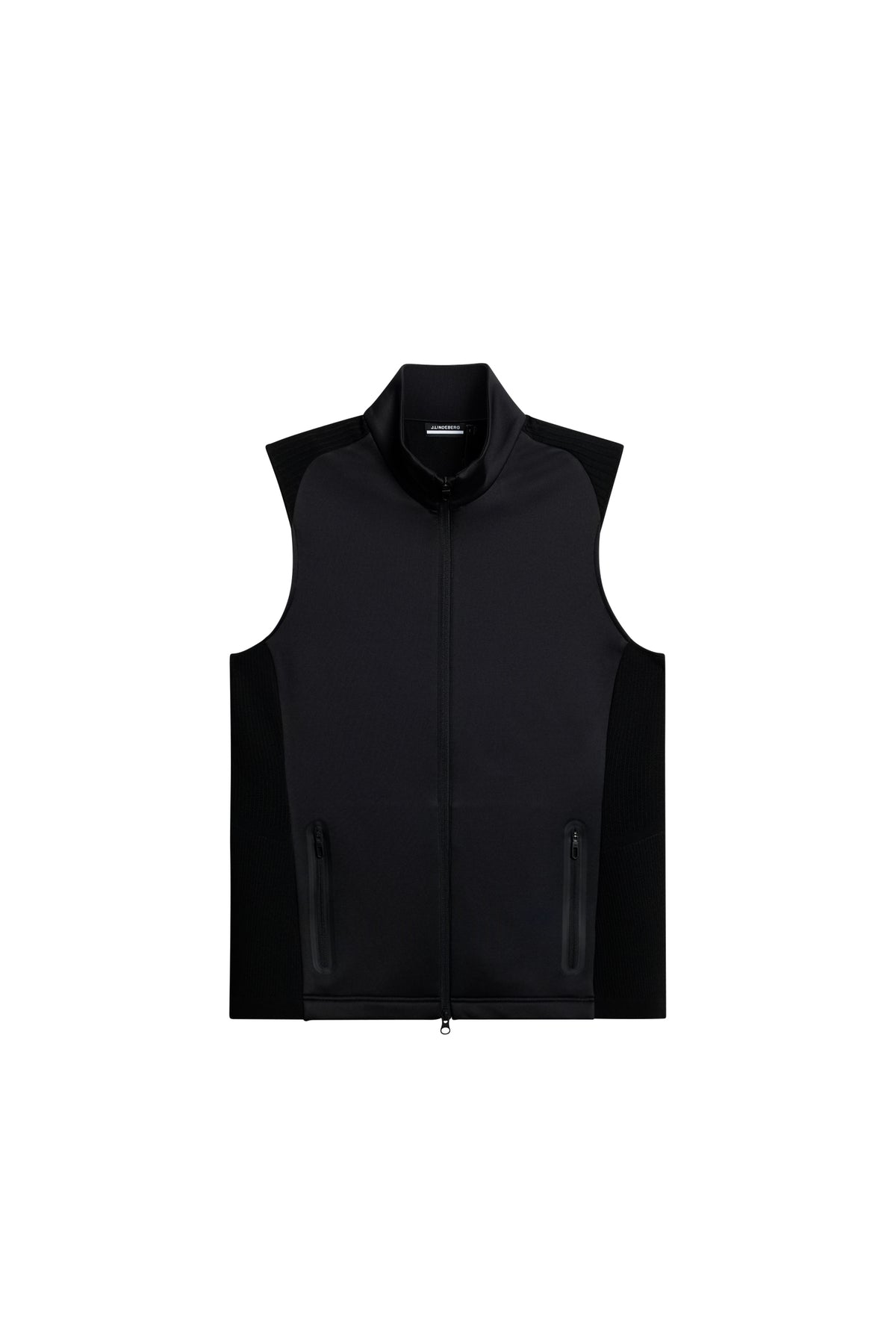 Dane Hybrid Knit Zip Vest in Black by J.Lindeberg