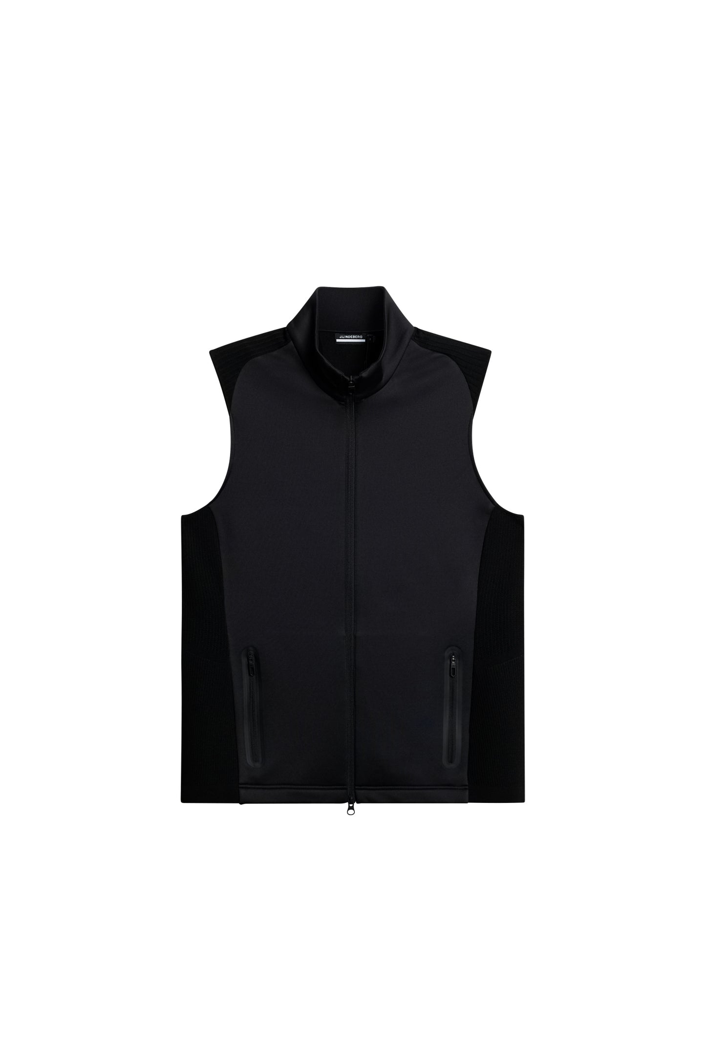 Dane Hybrid Knit Zip Vest in Black by J.Lindeberg