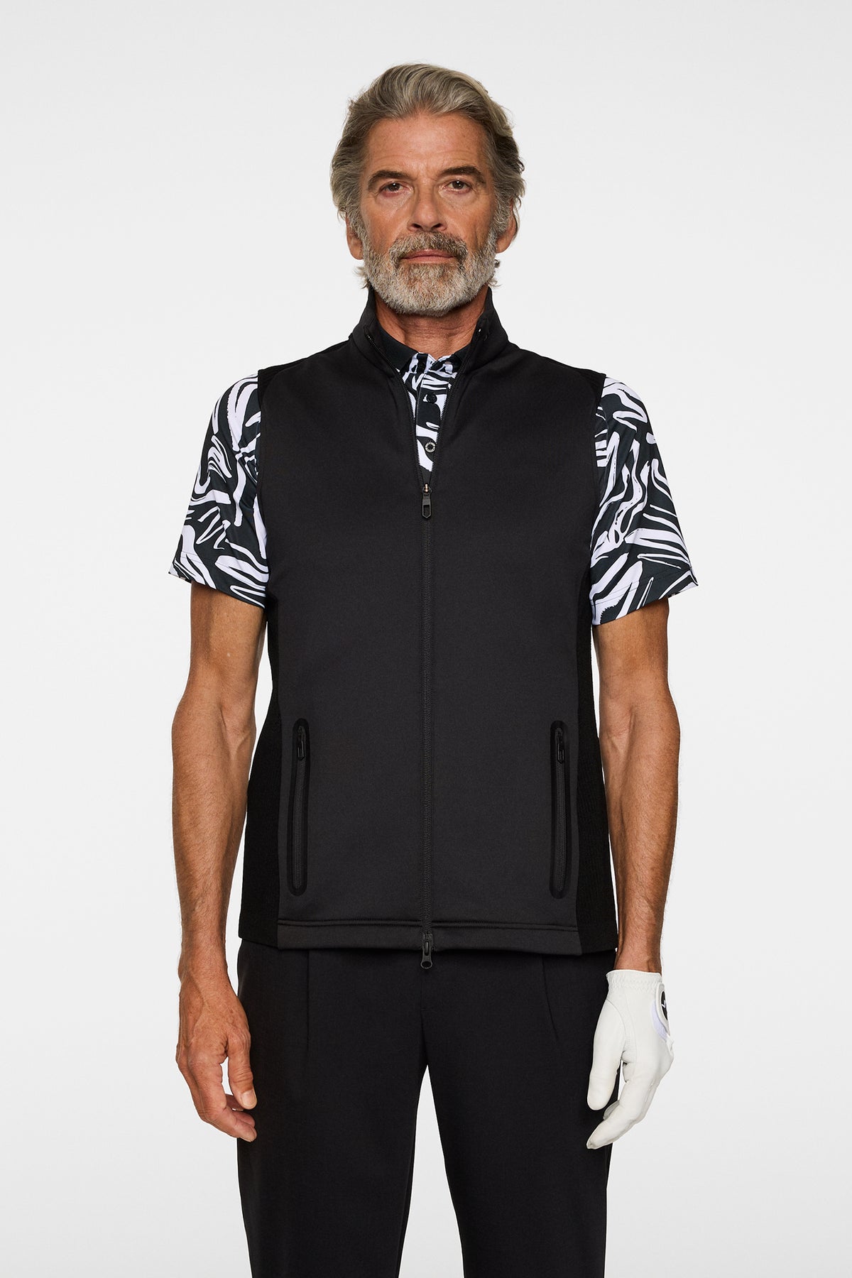 Dane Hybrid Knit Zip Vest in Black by J.Lindeberg