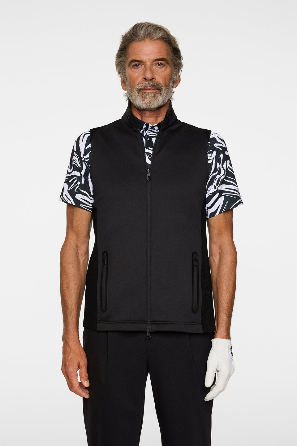 Dane Hybrid Knit Zip Vest / Black