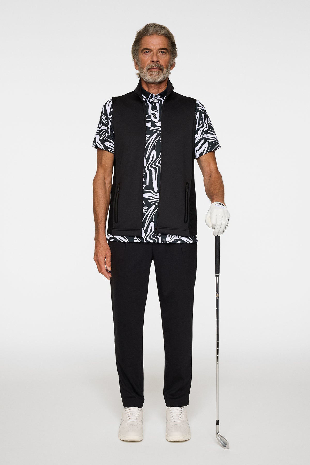 Dane Hybrid Knit Zip Vest in Black by J.Lindeberg