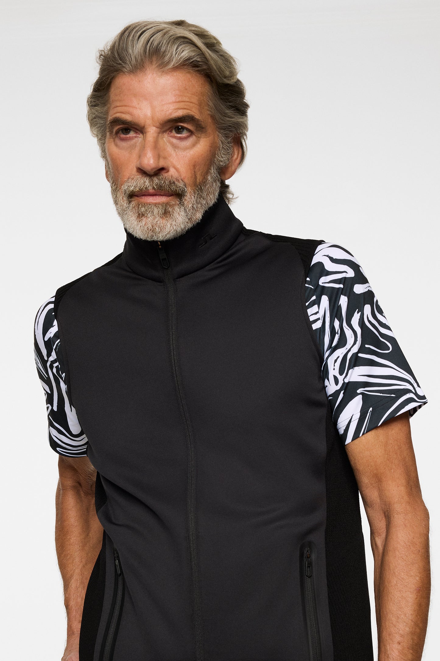 Dane Hybrid Knit Zip Vest in Black by J.Lindeberg