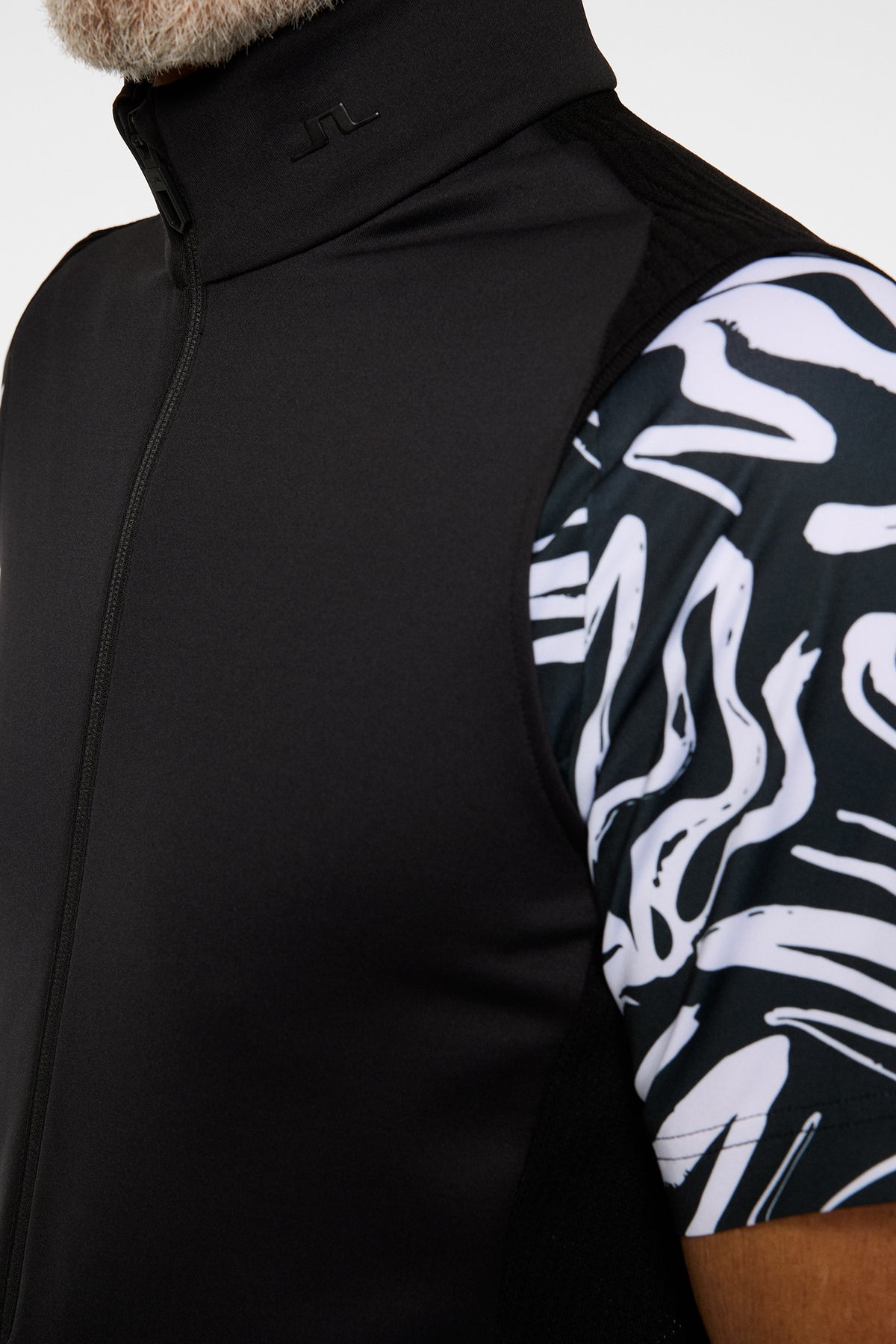 Dane Hybrid Knit Zip Vest in Black by J.Lindeberg