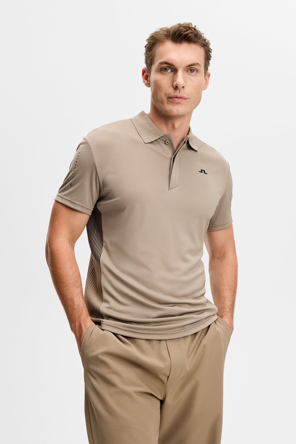 Neri Hybrid Knit Polo Shirt in Brindle by J.Lindeberg