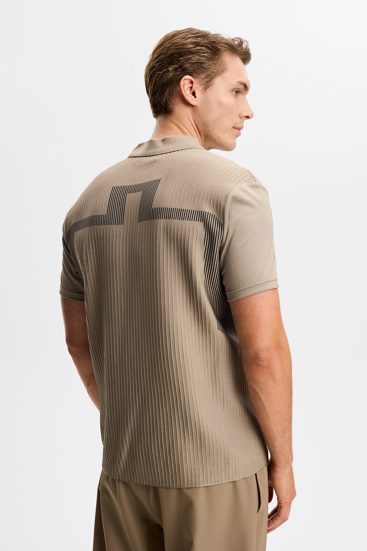 Neri Hybrid Knit Polo Shirt in Brindle by J.Lindeberg
