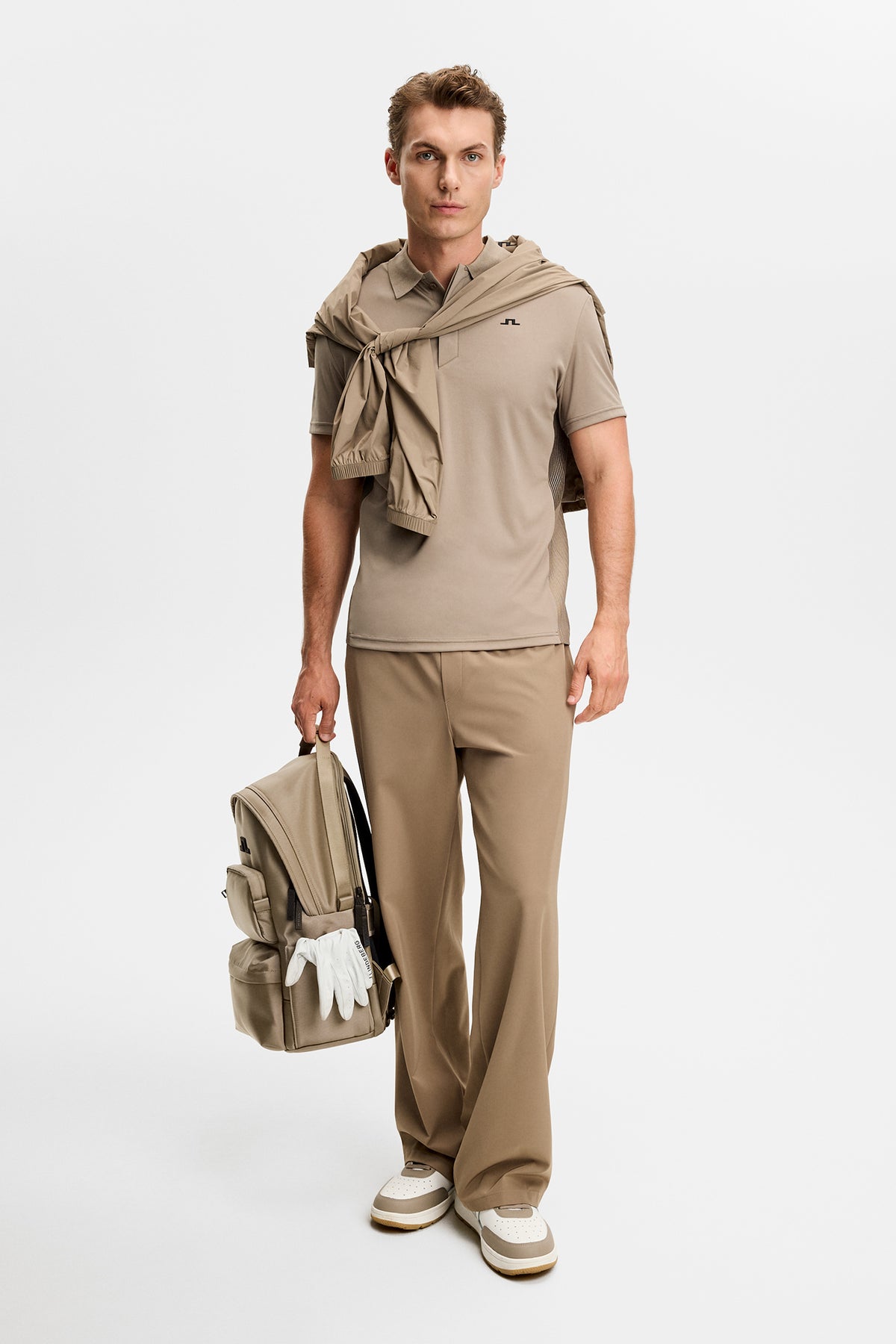 Neri Hybrid Knit Polo Shirt in Brindle by J.Lindeberg