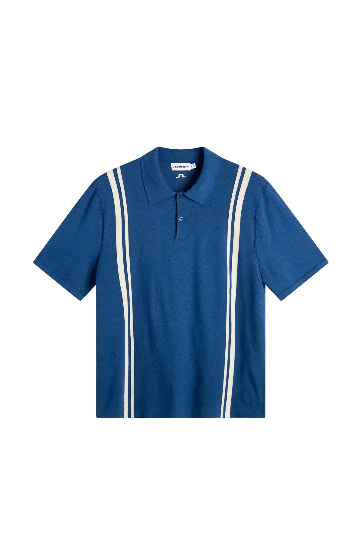 Rylan Stripe Knit Golf Polo in Estate Blue by J.Lindeberg
