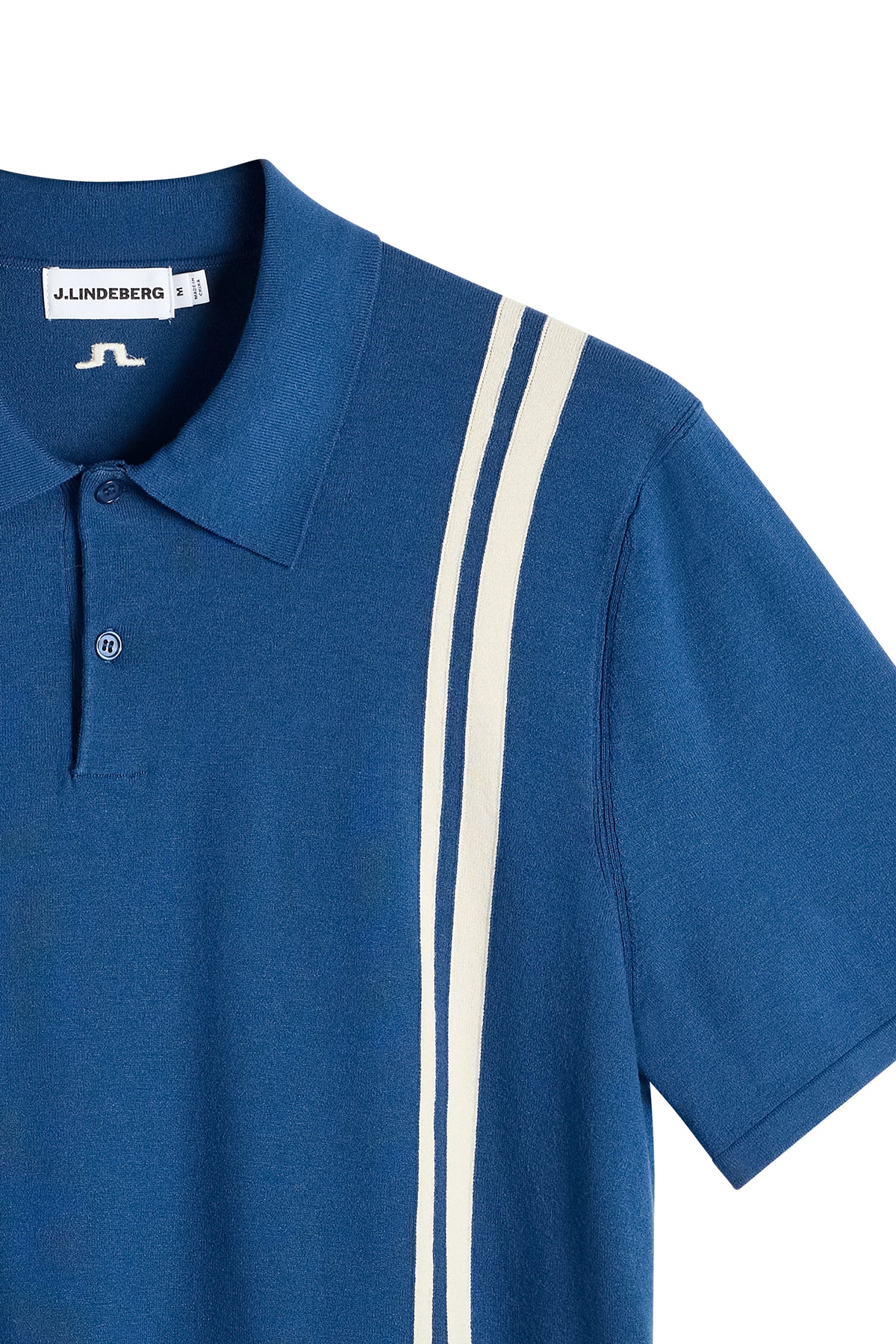 Rylan Stripe Knit Golf Polo in Estate Blue by J.Lindeberg