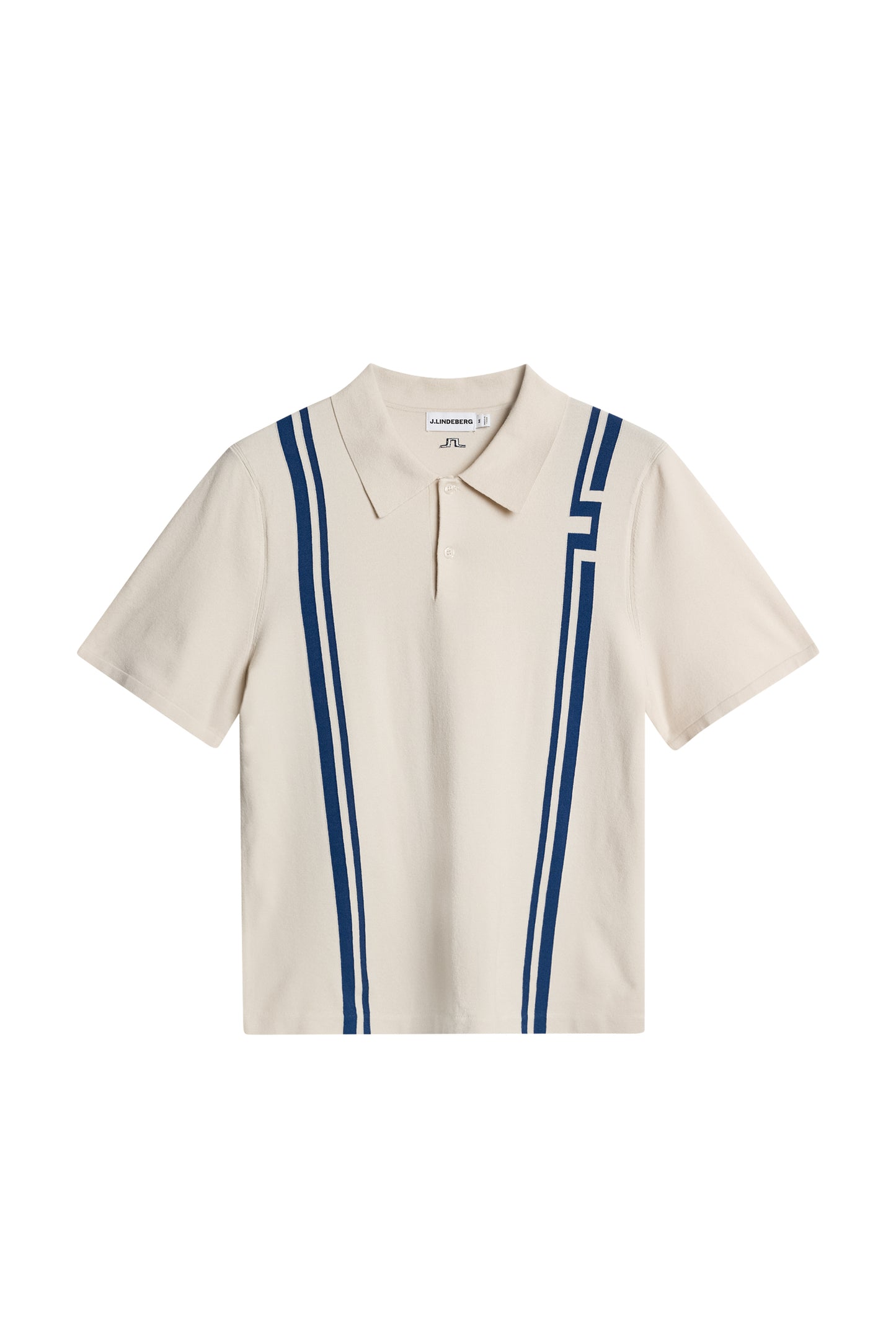 Rylan Stripe Knit Golf Polo in Moonbeam by J.Lindeberg