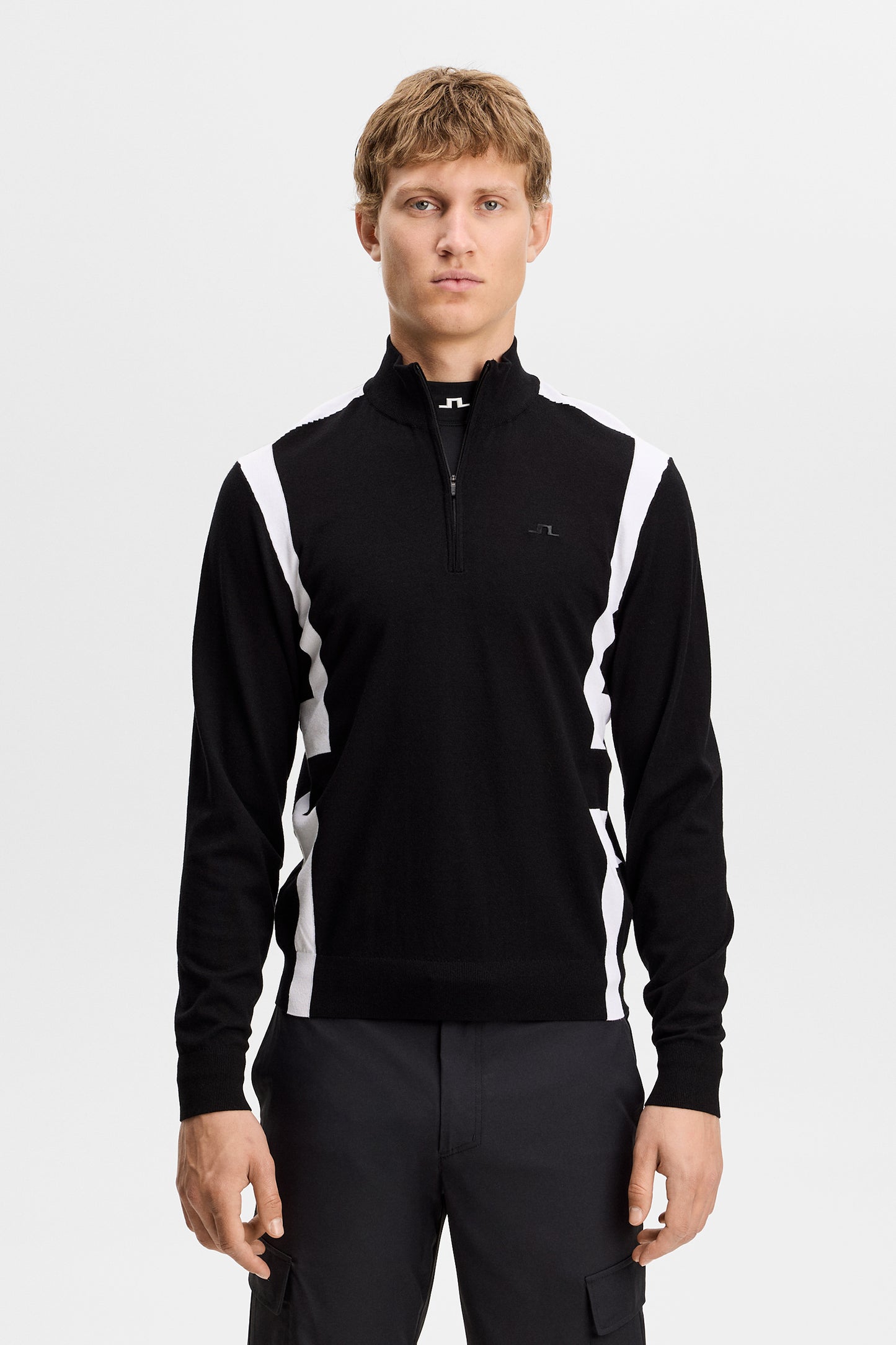 Kendrick Knitted Zip Sweater in Black by J.Lindeberg