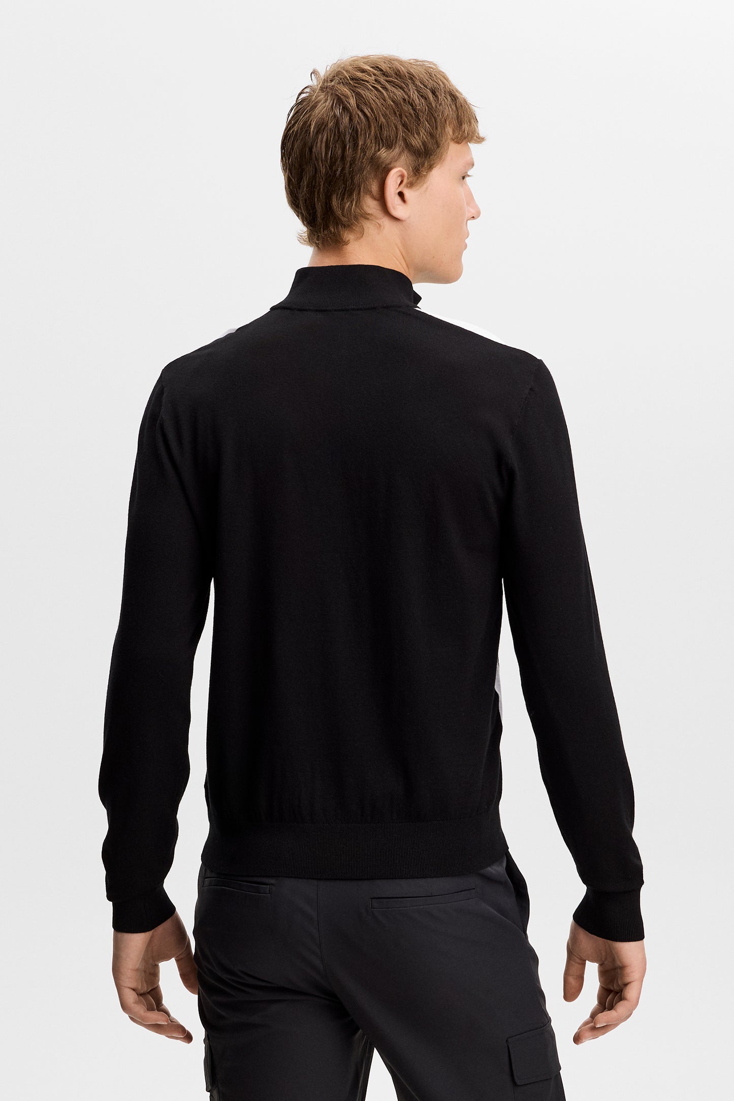 Kendrick Knitted Zip Sweater in Black by J.Lindeberg