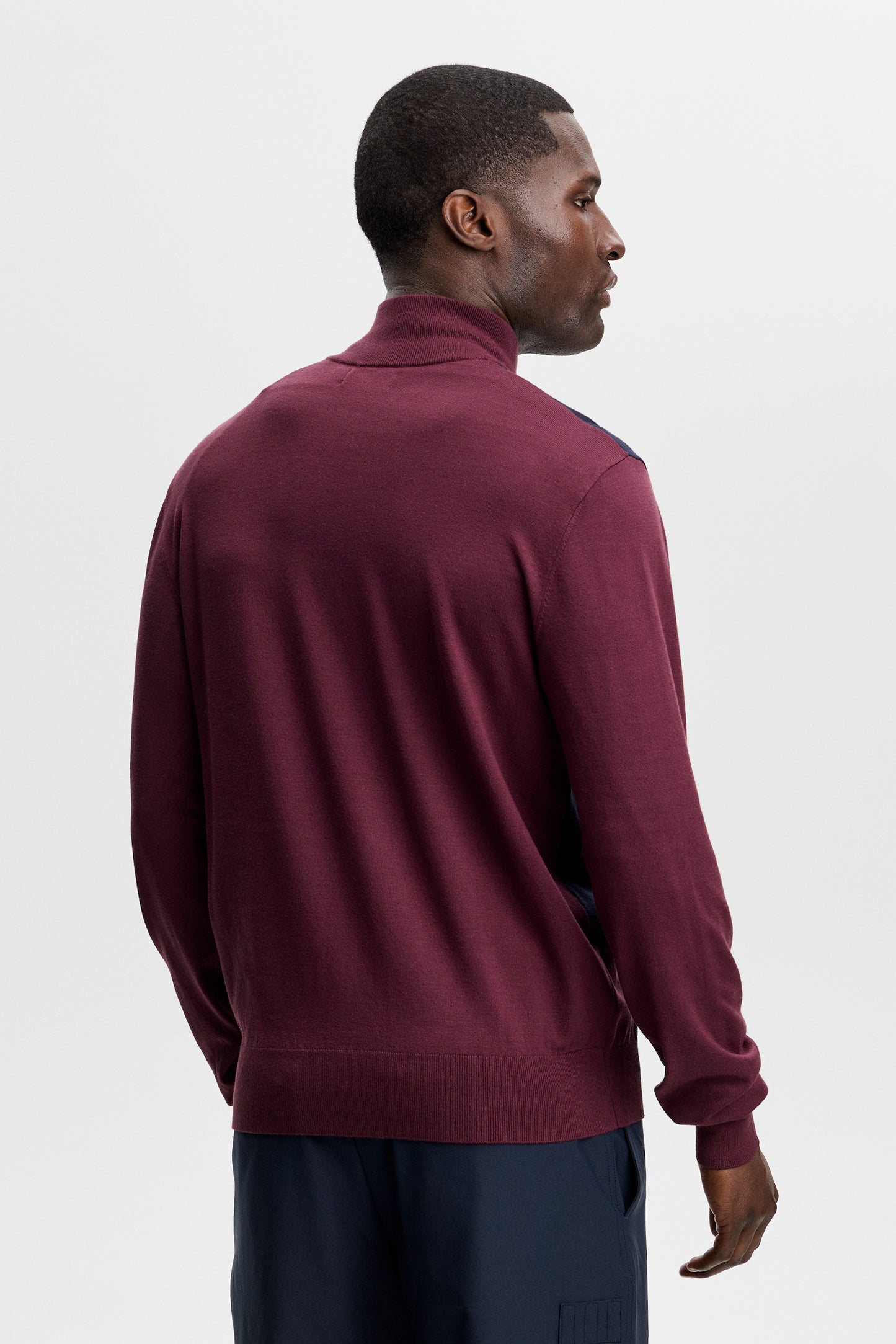 Kendrick Knitted Zip Sweater in Winetasting by J.Lindeberg
