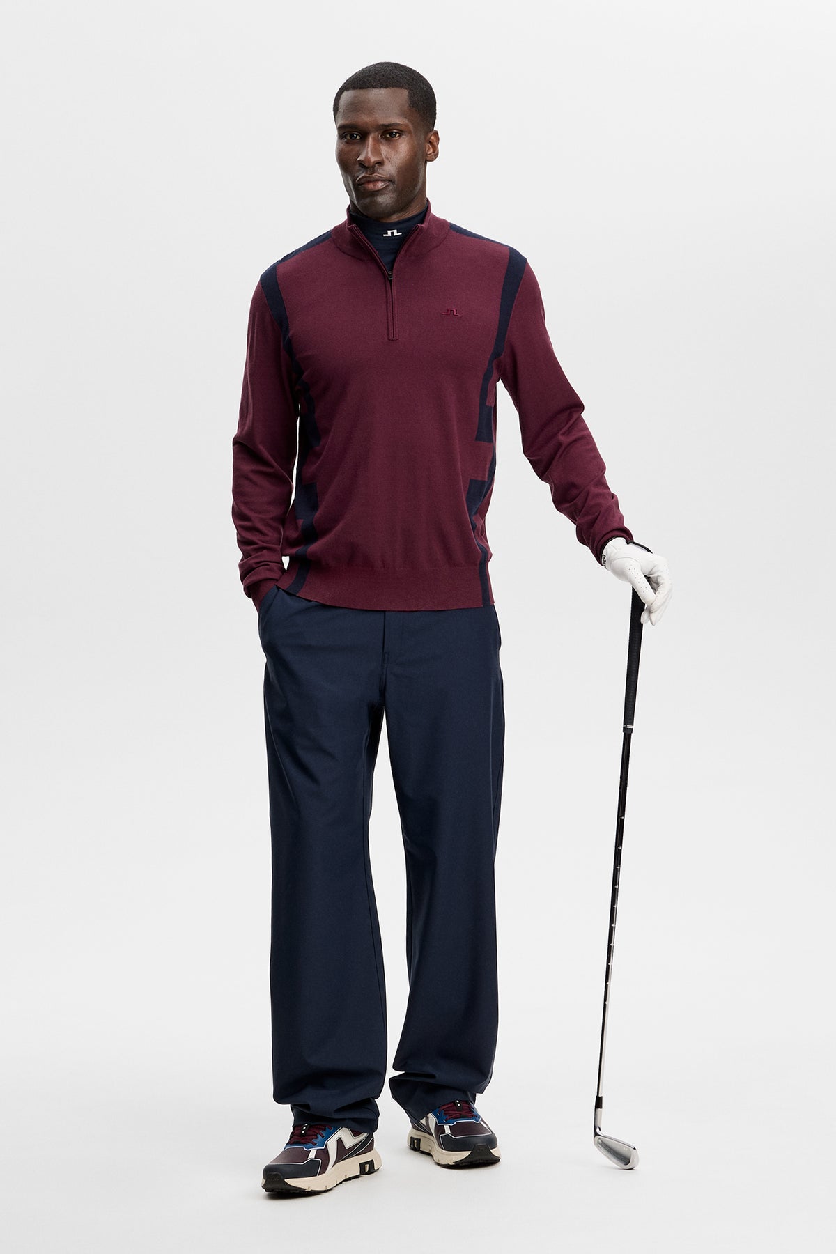 Kendrick Knitted Zip Sweater in Winetasting by J.Lindeberg