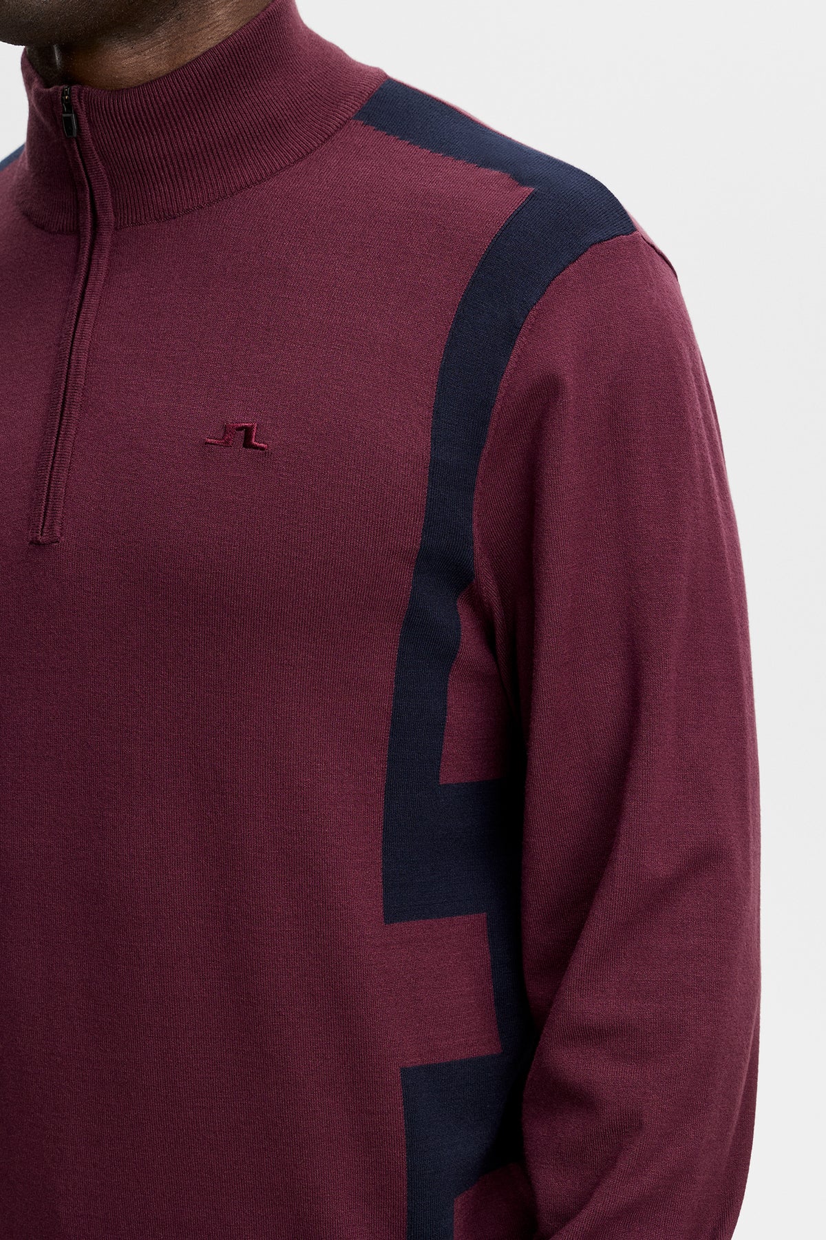 Kendrick Knitted Zip Sweater in Winetasting by J.Lindeberg