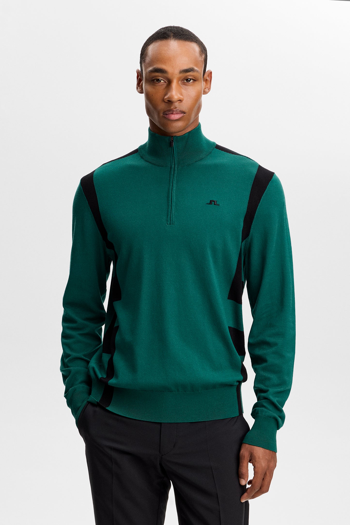 Kendrick Knitted Zip Sweater in Forest Biome by J.Lindeberg