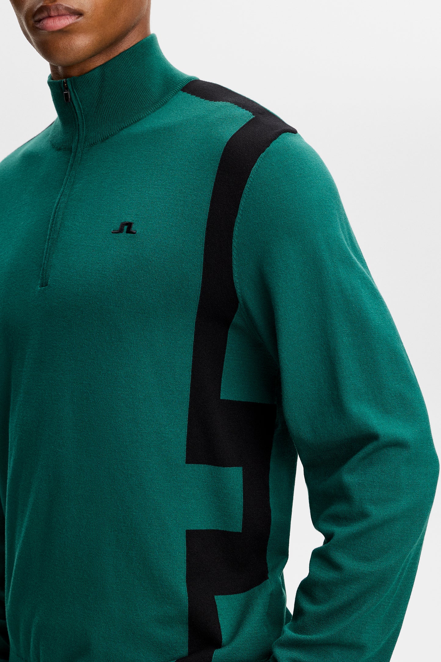 Kendrick Knitted Zip Sweater in Forest Biome by J.Lindeberg