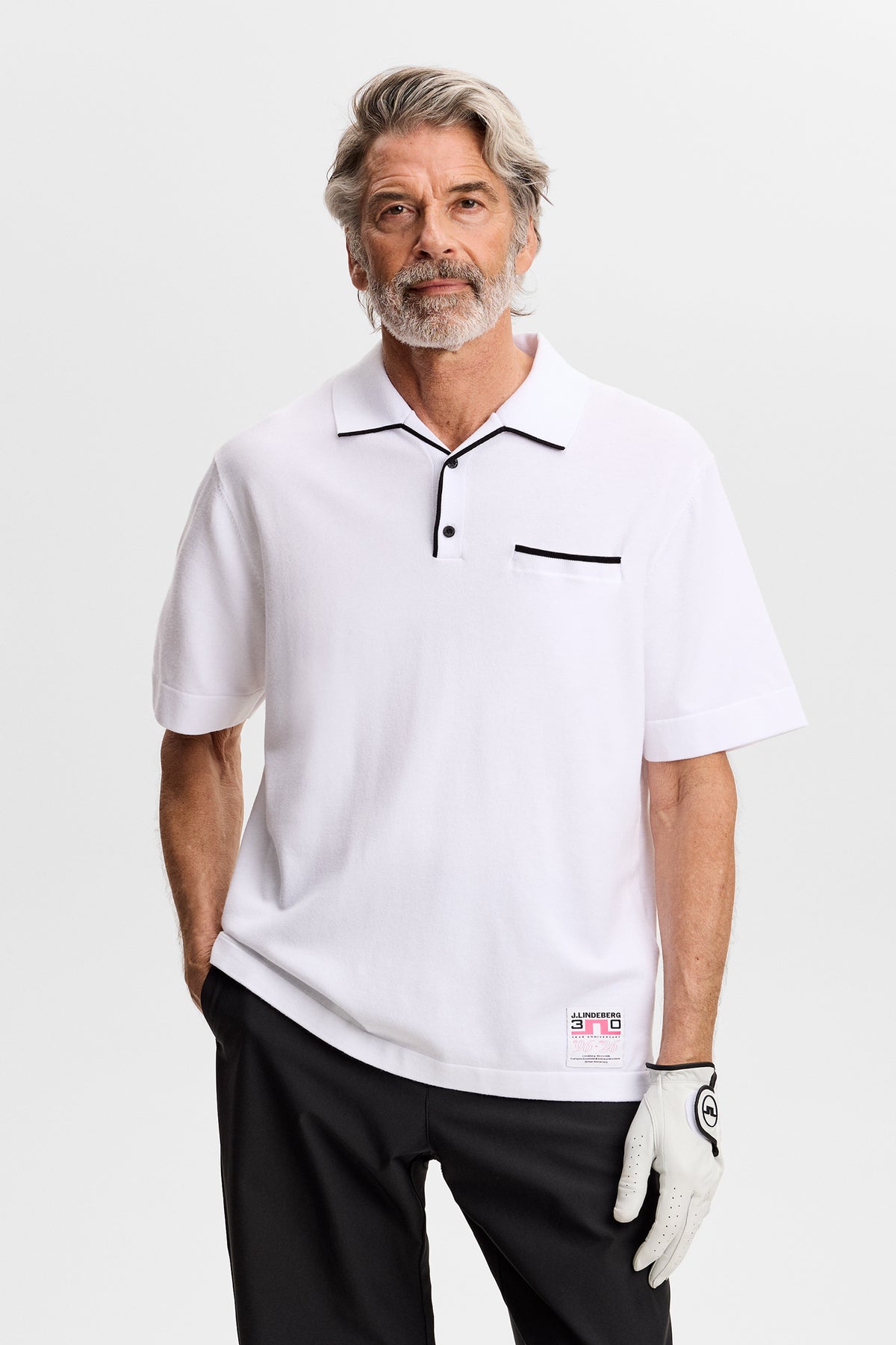 30Y Jesper Retro Relaxed Polo in White by J.Lindeberg