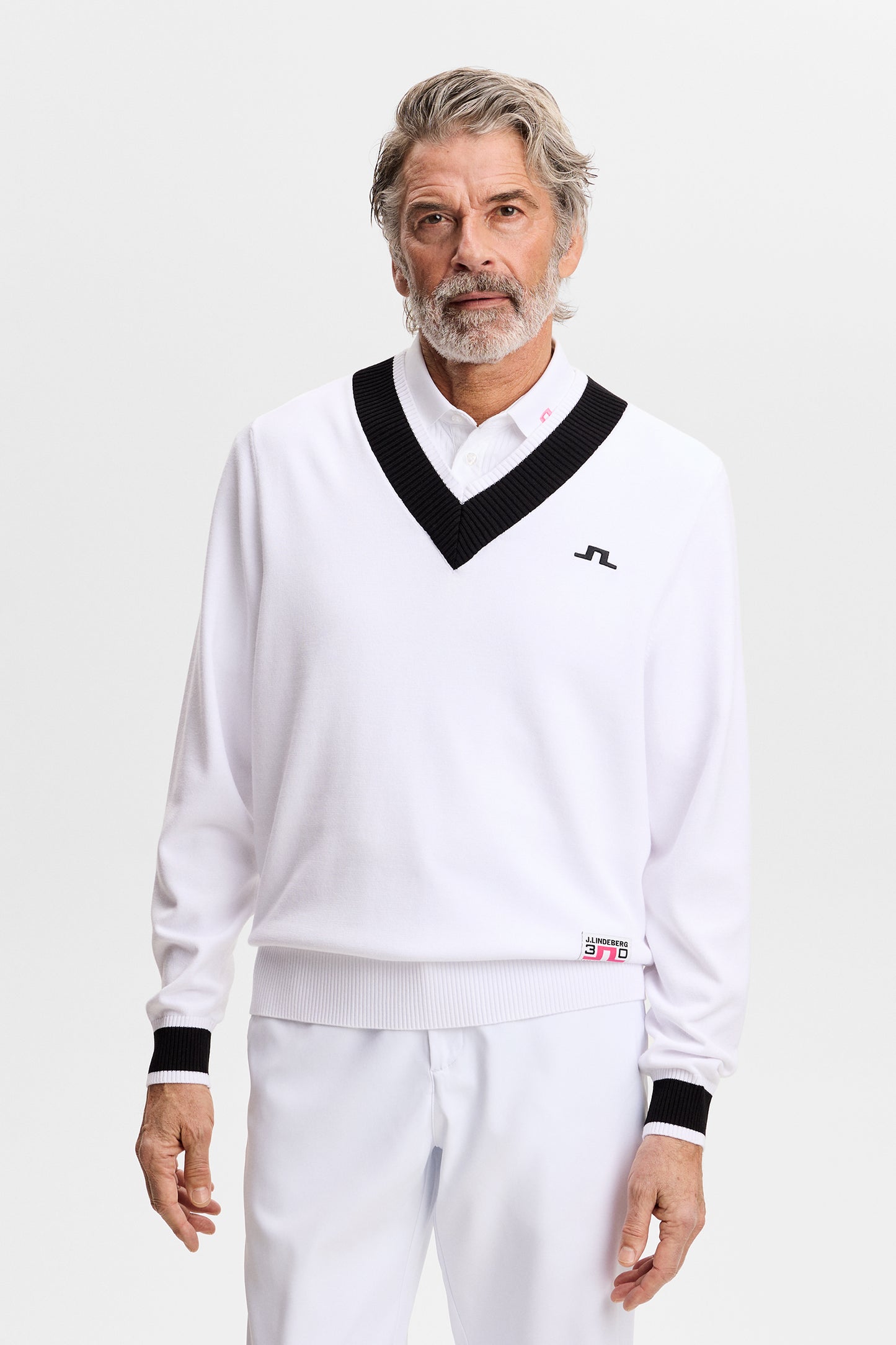 30Y Nikolas Knit Sweater in White by J.Lindeberg