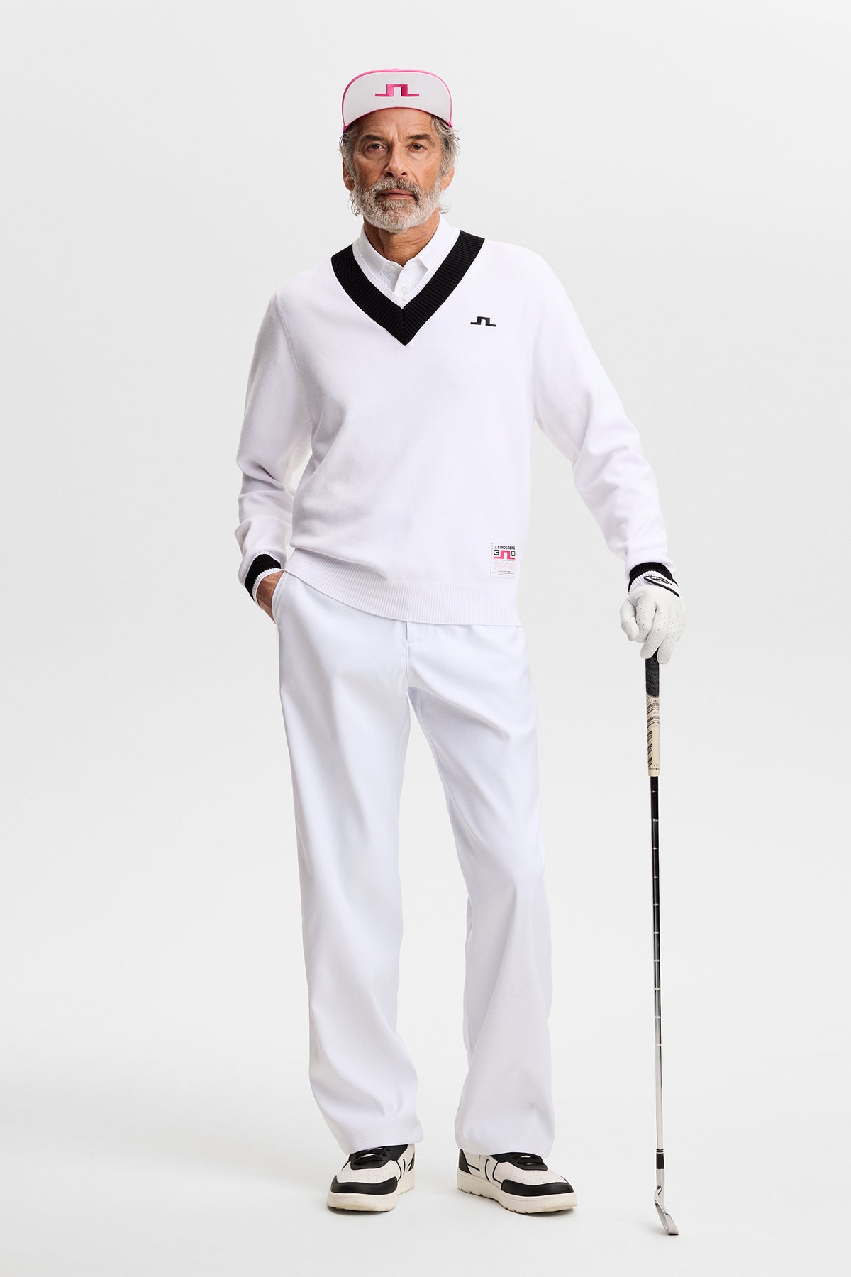 30Y Nikolas Knit Sweater in White by J.Lindeberg