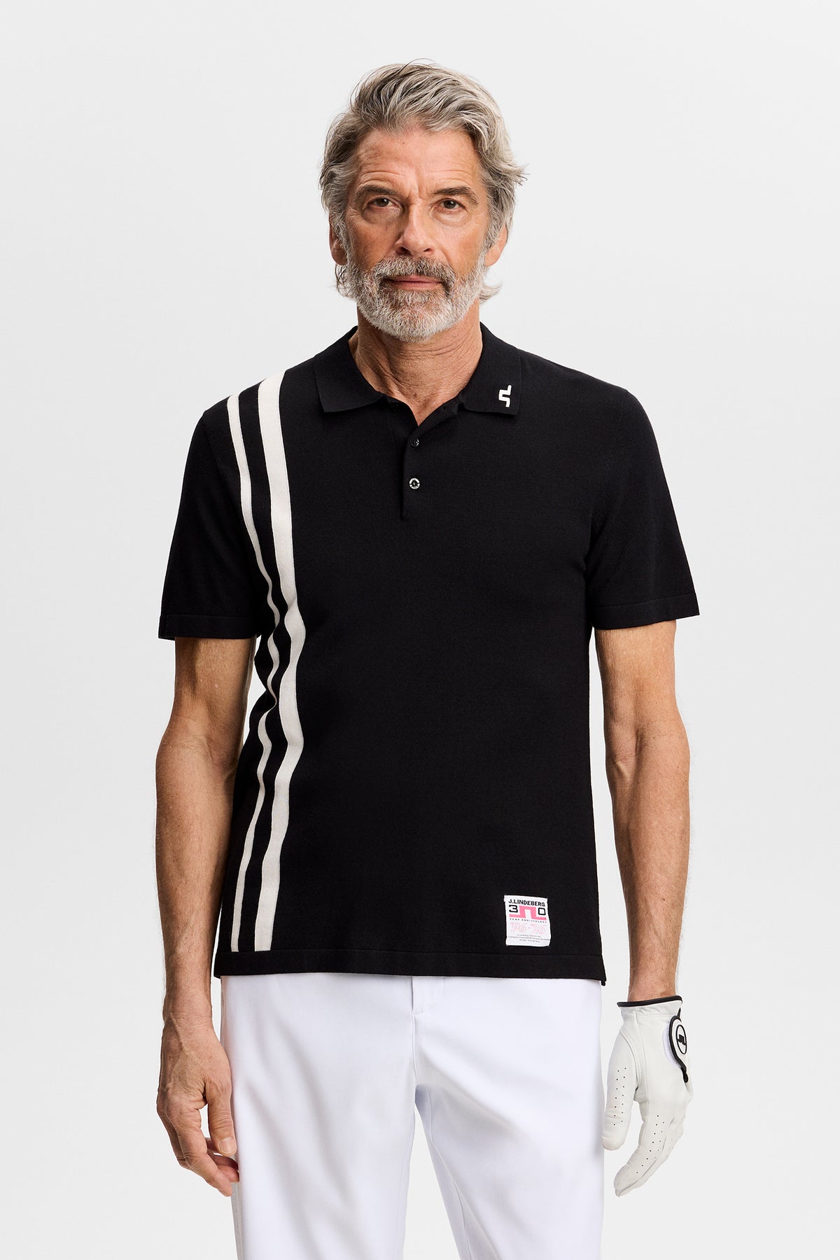 30Y Wallis Knit Polo in Black by J.Lindeberg