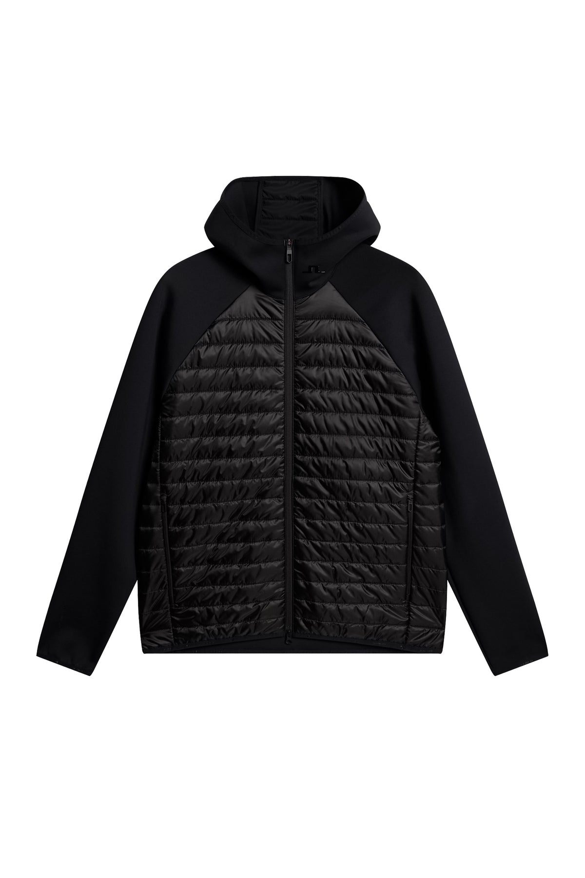 Hayden Quilt Hybrid Hood in Black by J.Lindeberg