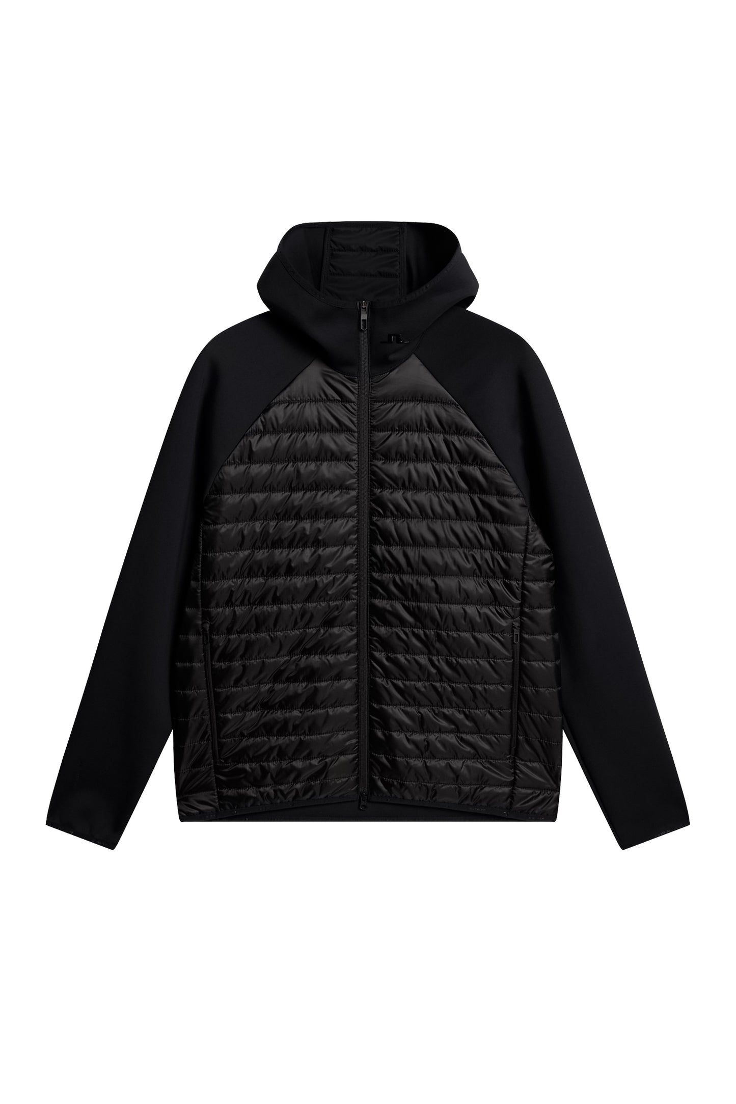 Hayden Quilt Hybrid Hood in Black by J.Lindeberg