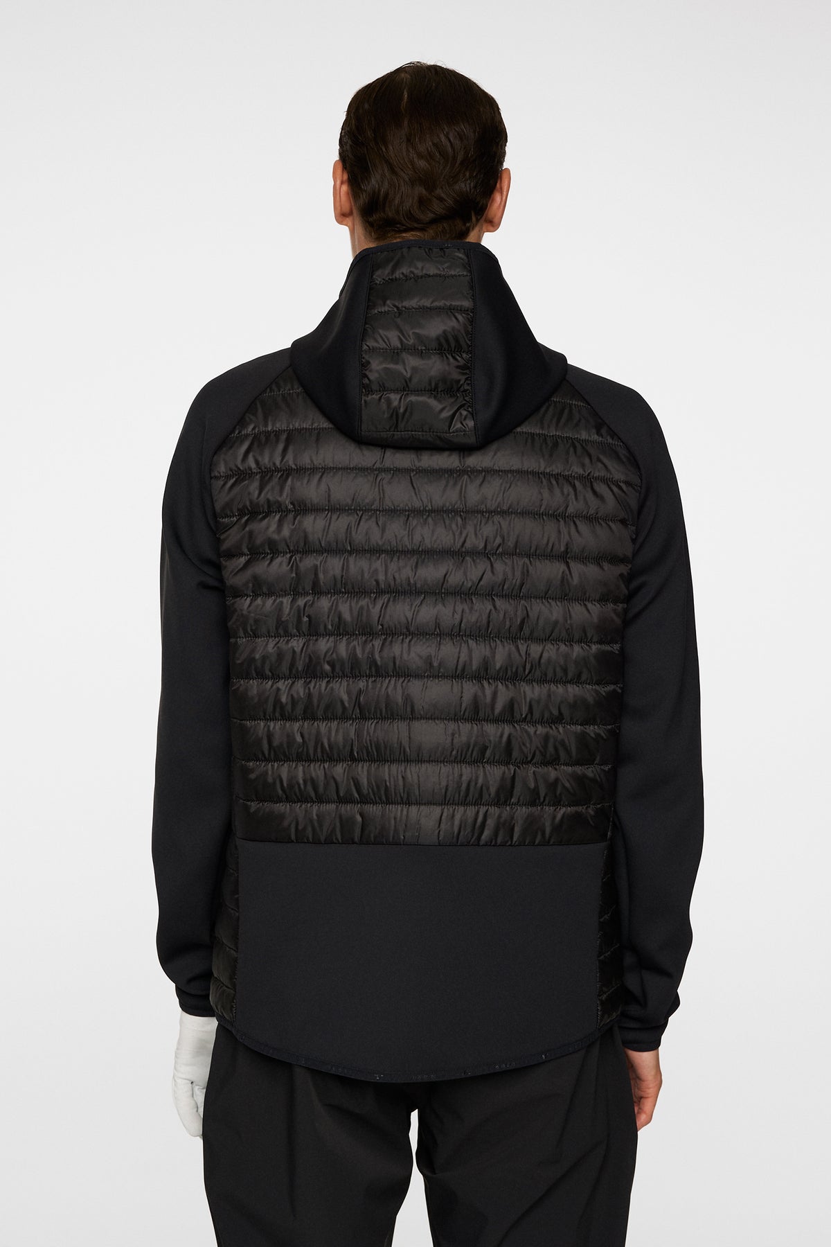 Hayden Quilt Hybrid Hood in Black by J.Lindeberg