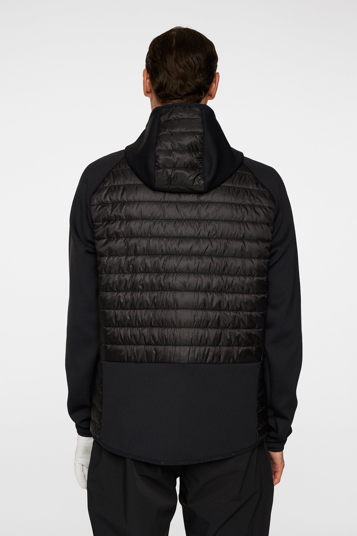 Hayden Quilt Hybrid Hood in Black by J.Lindeberg