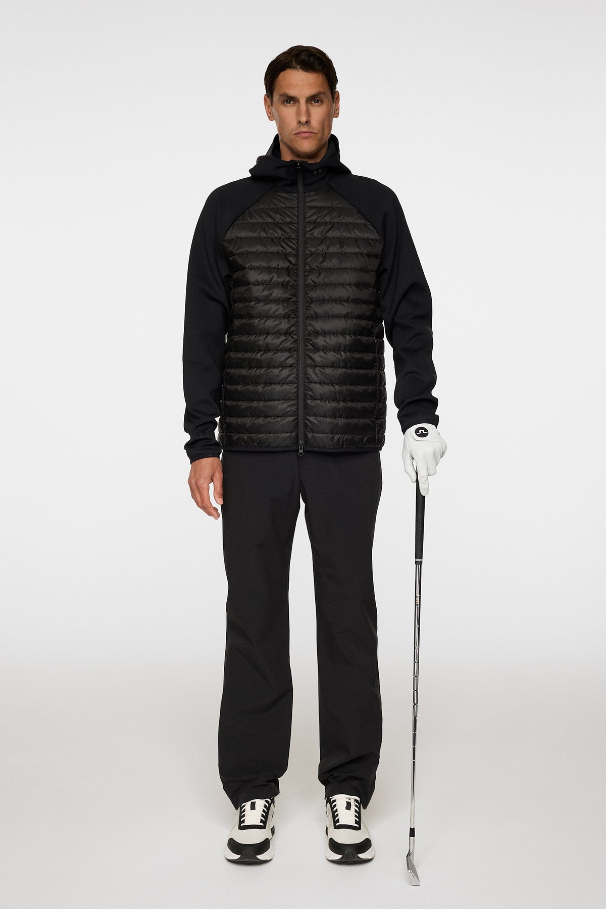 Hayden Quilt Hybrid Hood in Black by J.Lindeberg