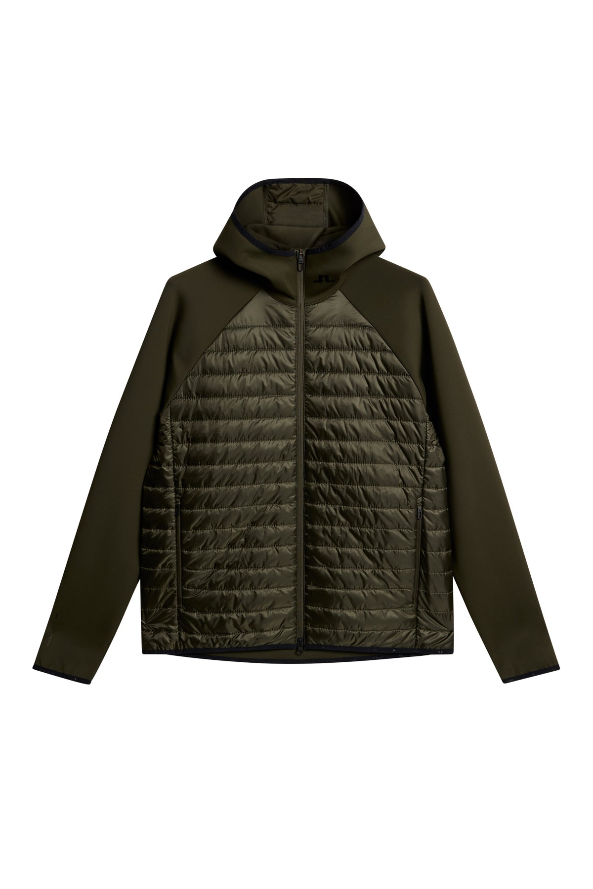 Hayden Quilt Hybrid Hood in Forest Green by J.Lindeberg