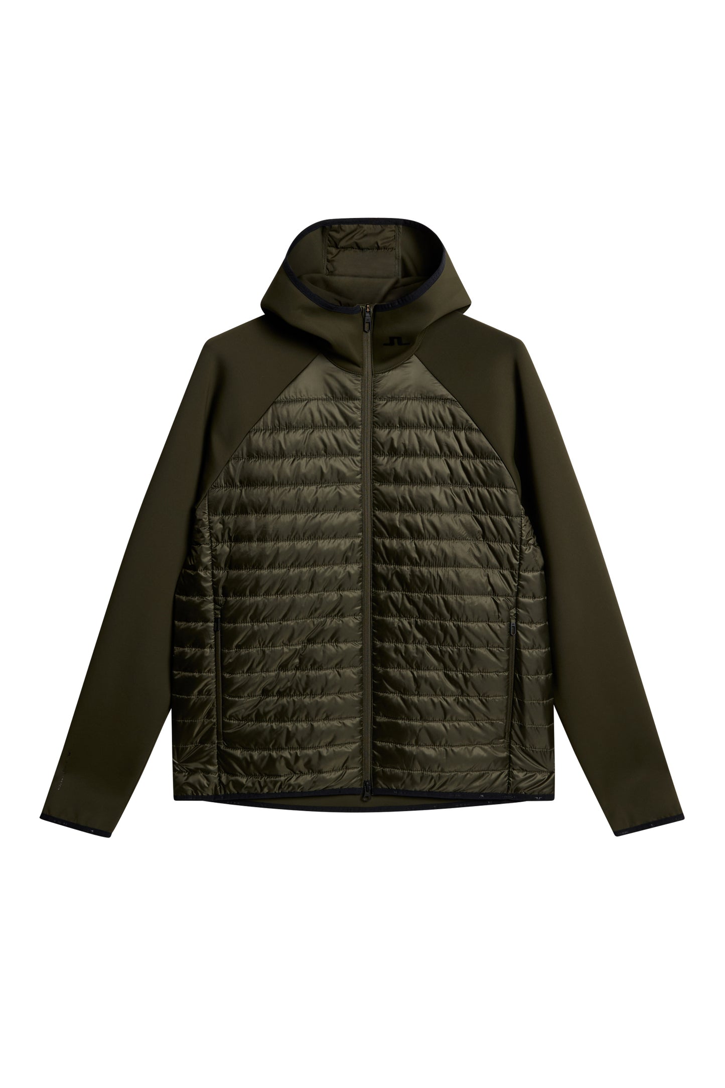 Hayden Quilt Hybrid Hood in Forest Green by J.Lindeberg