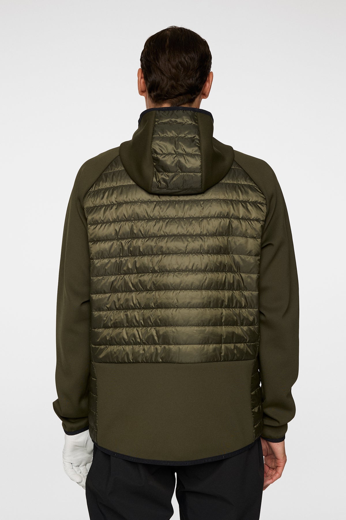 Hayden Quilt Hybrid Hood in Forest Green by J.Lindeberg