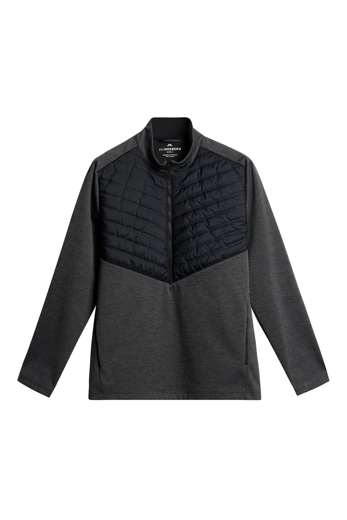 Raph Quilt Hybrid Jacket in Asphalt and Black Melange by J.Lindeberg