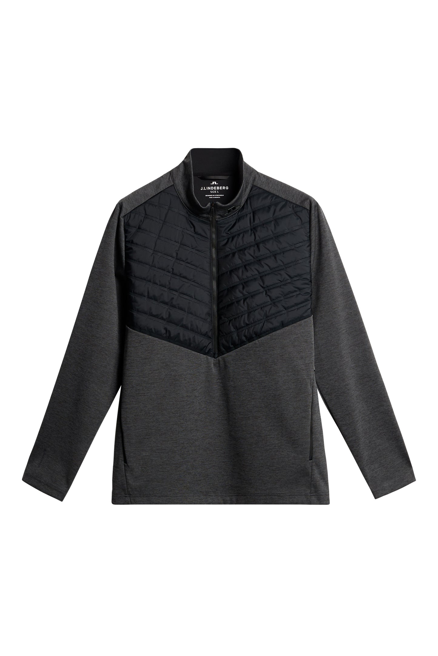 Raph Quilt Hybrid Jacket in Asphalt and Black Melange by J.Lindeberg