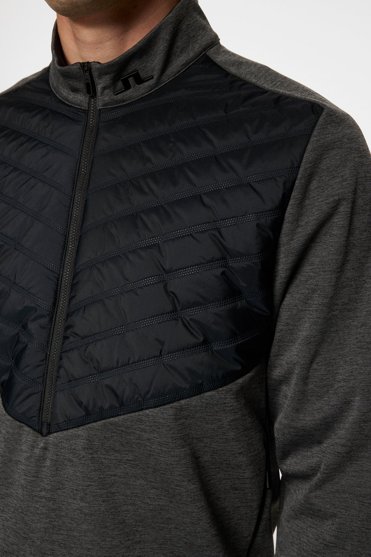 Raph Quilt Hybrid Jacket in Asphalt and Black Melange by J.Lindeberg
