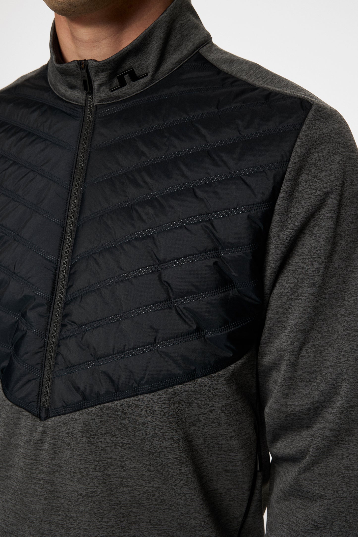 Raph Quilt Hybrid Jacket in Asphalt and Black Melange by J.Lindeberg