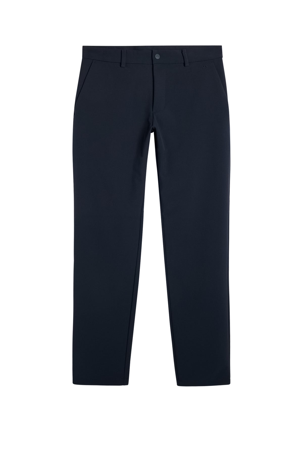 Front view: Mitch Bonded Players Pant in JL Navy with belt loops, button closure, and side pockets.