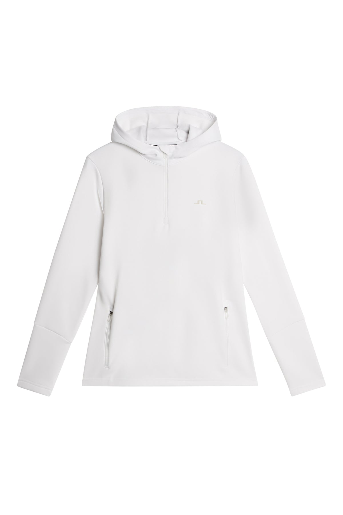 W Aerial Quarter Zip Hood in White by J.Lindeberg
