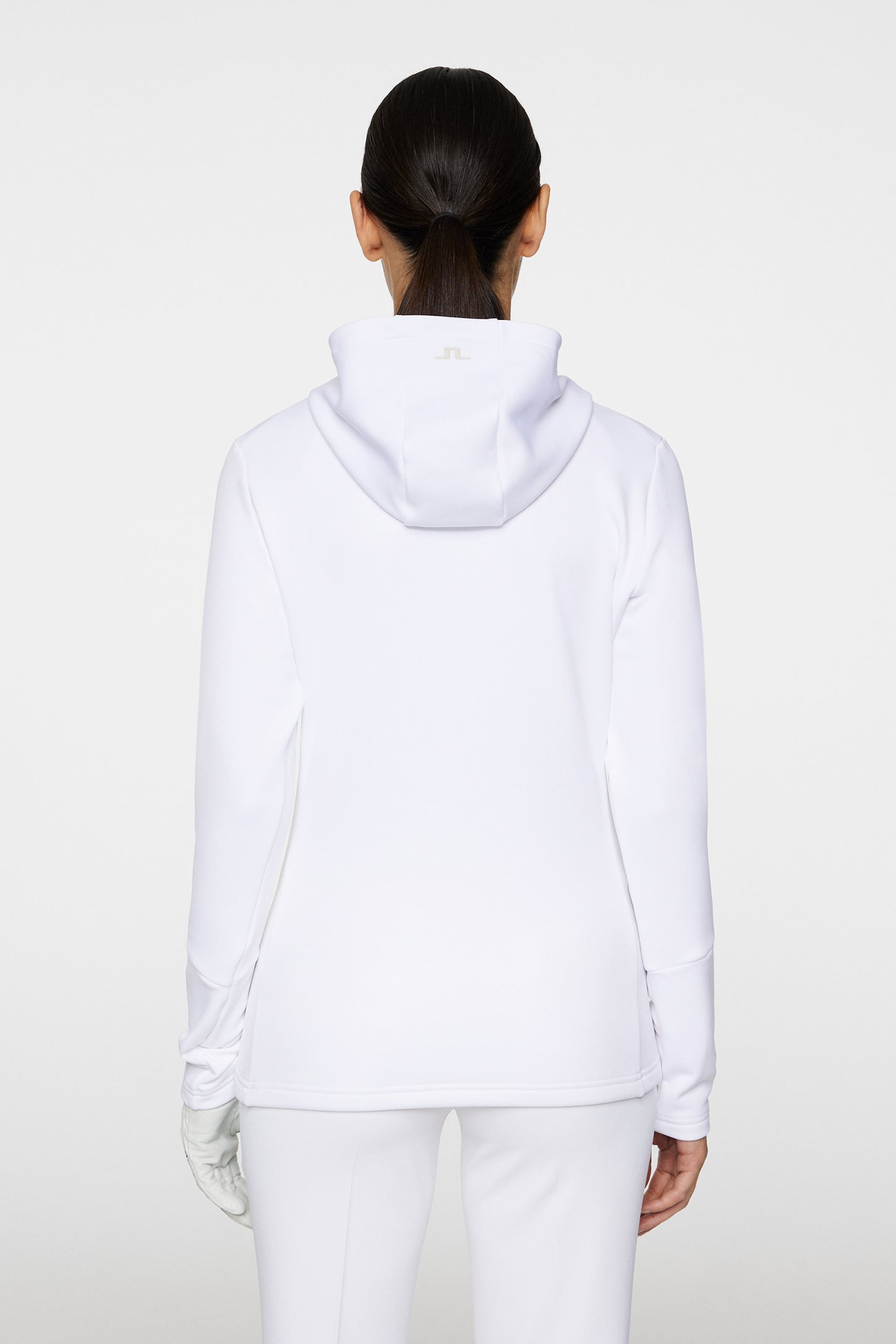 W Aerial Quarter Zip Hood in White by J.Lindeberg