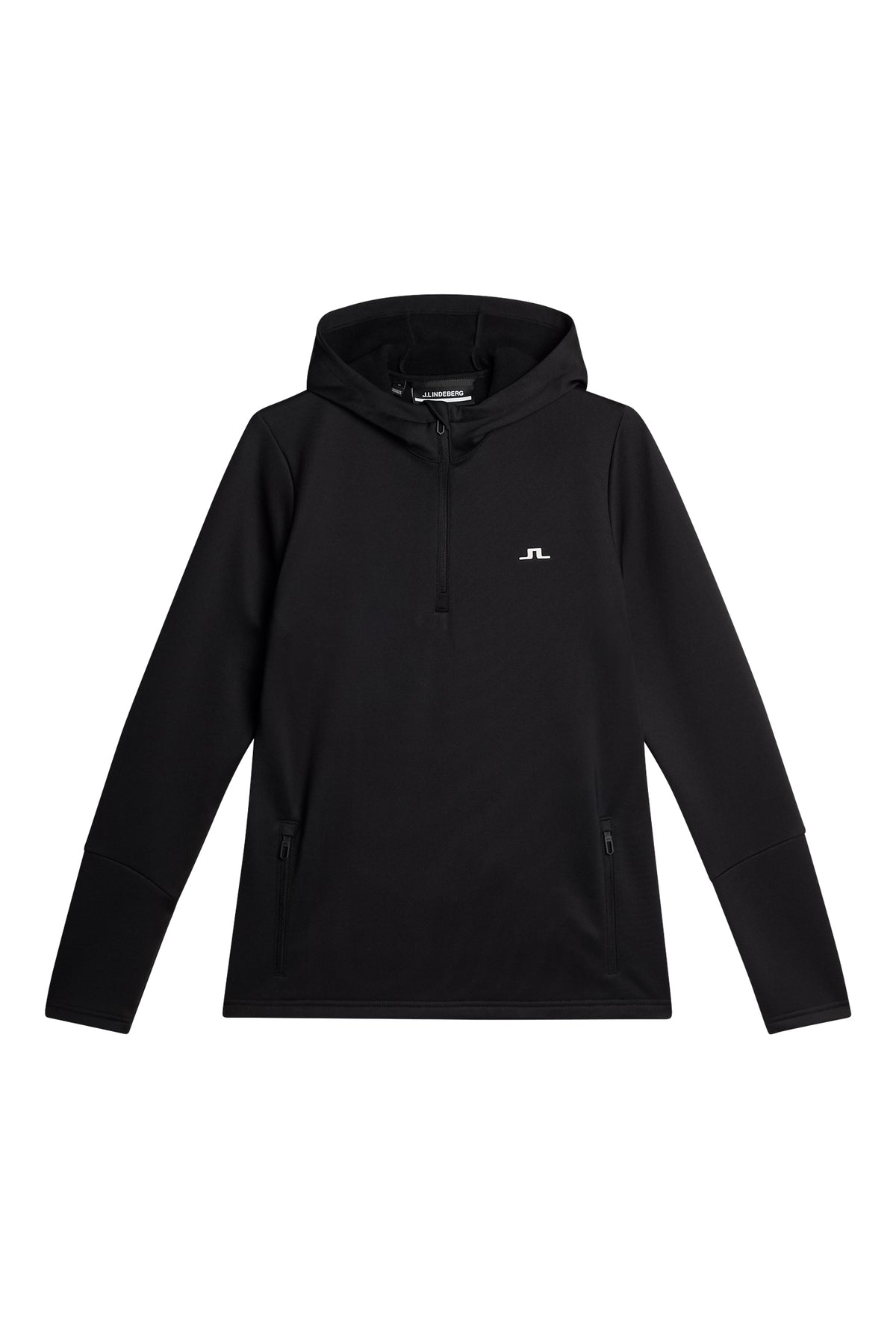 W Aerial Quarter Zip Hood in Black by J.Lindeberg