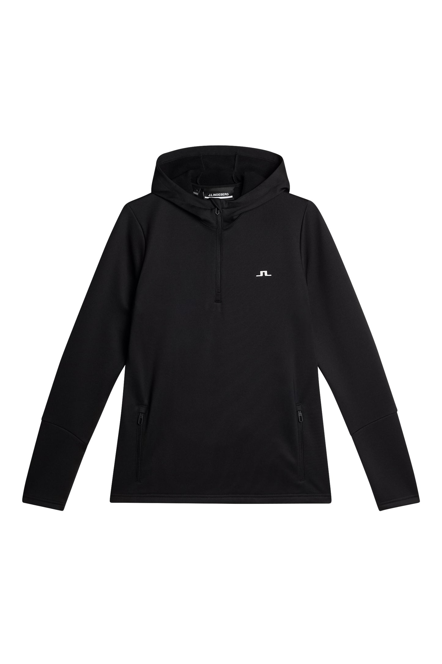 W Aerial Quarter Zip Hood in Black by J.Lindeberg