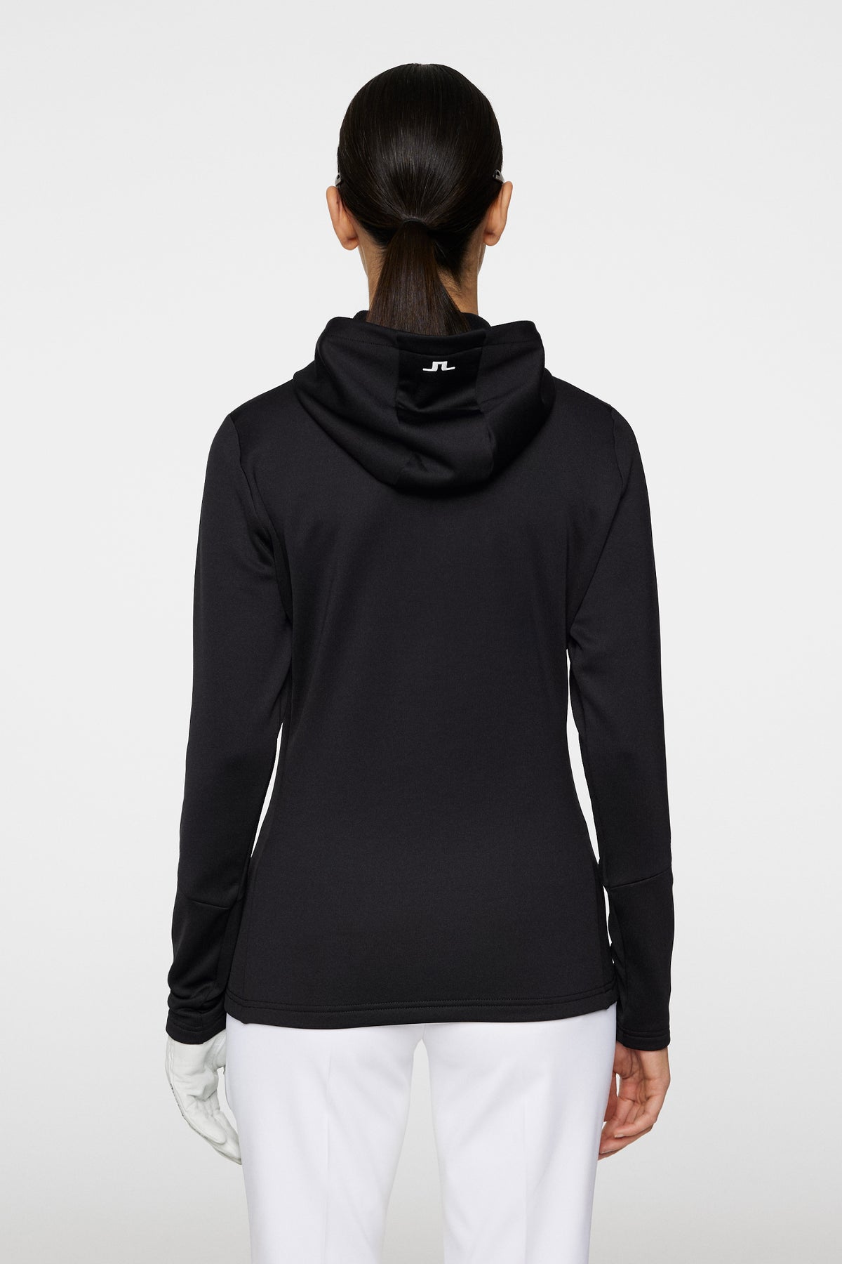 W Aerial Quarter Zip Hood in Black by J.Lindeberg