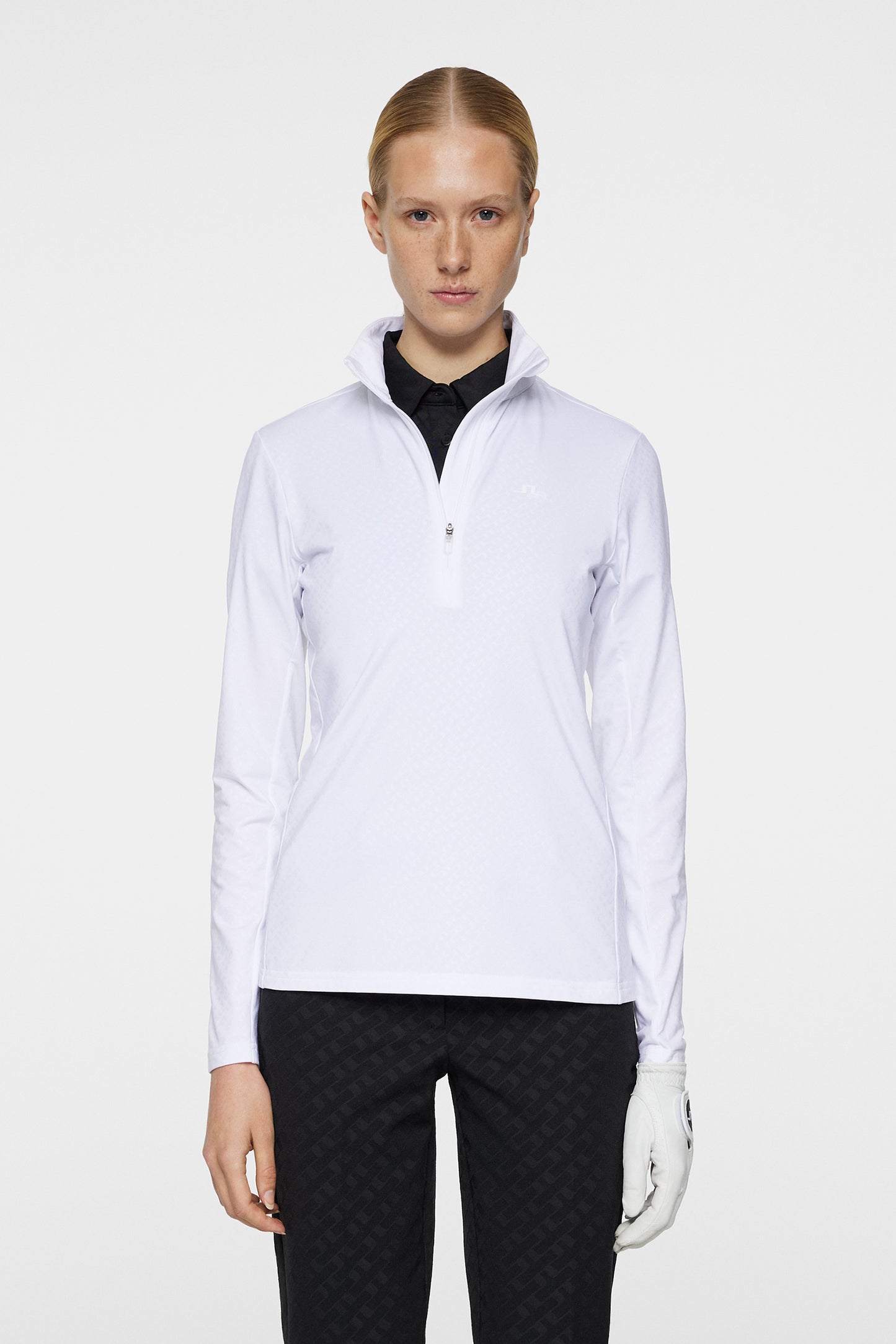 Lauryn Quarter Zip Mid Layer in White by J.Lindeberg